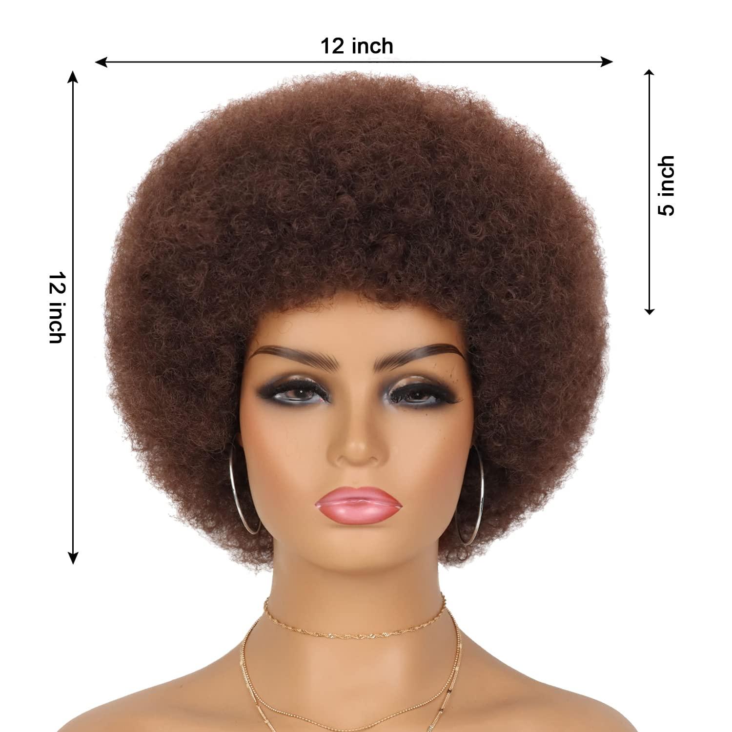 G&T Wig 70s Afro Wigs for Black Women, Dark Brown Afro Puff Wigs Bouncy