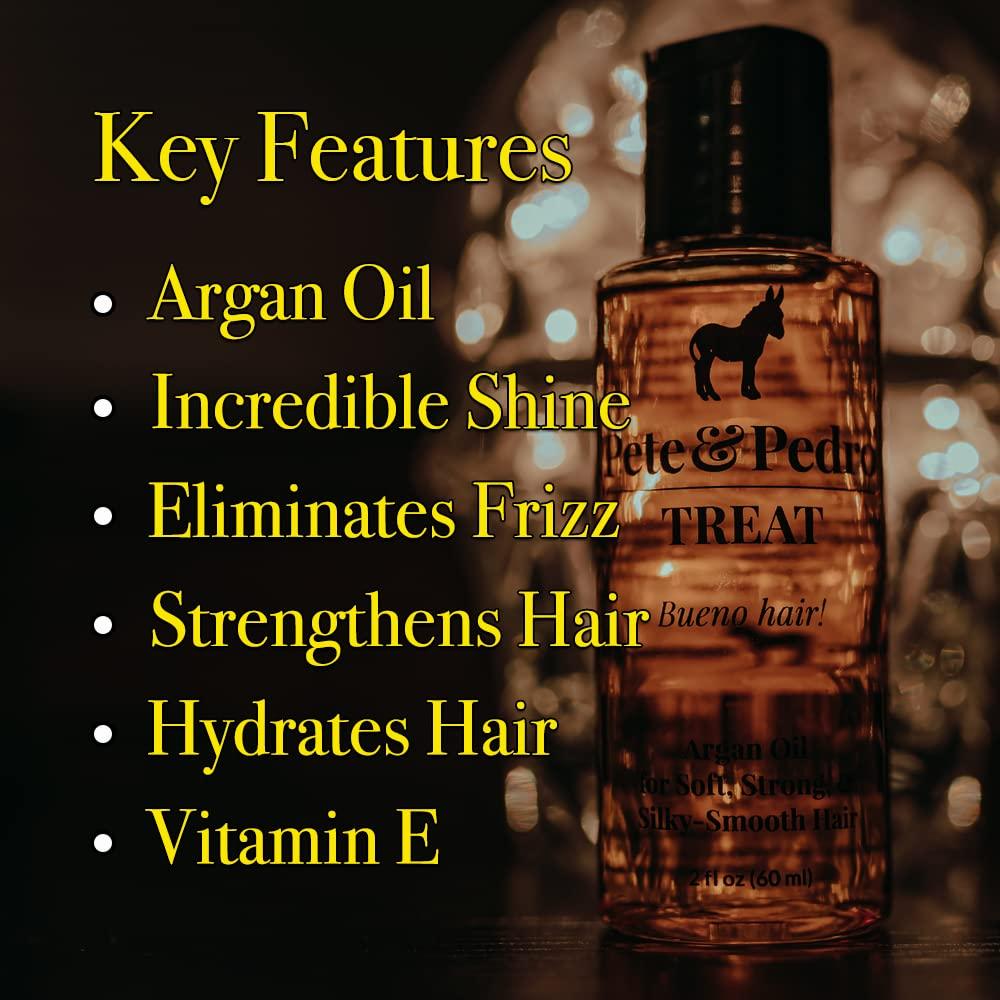 Pete & Pedro TREAT - Argan Oil Moisturizing Hair Treatment | Keeps Hair  Soft, Strong, Frizz-Free, Silky, & Shiny | Helps Dry & Damaged Hair, Skin,  Nails, & Cuticles | As Seen