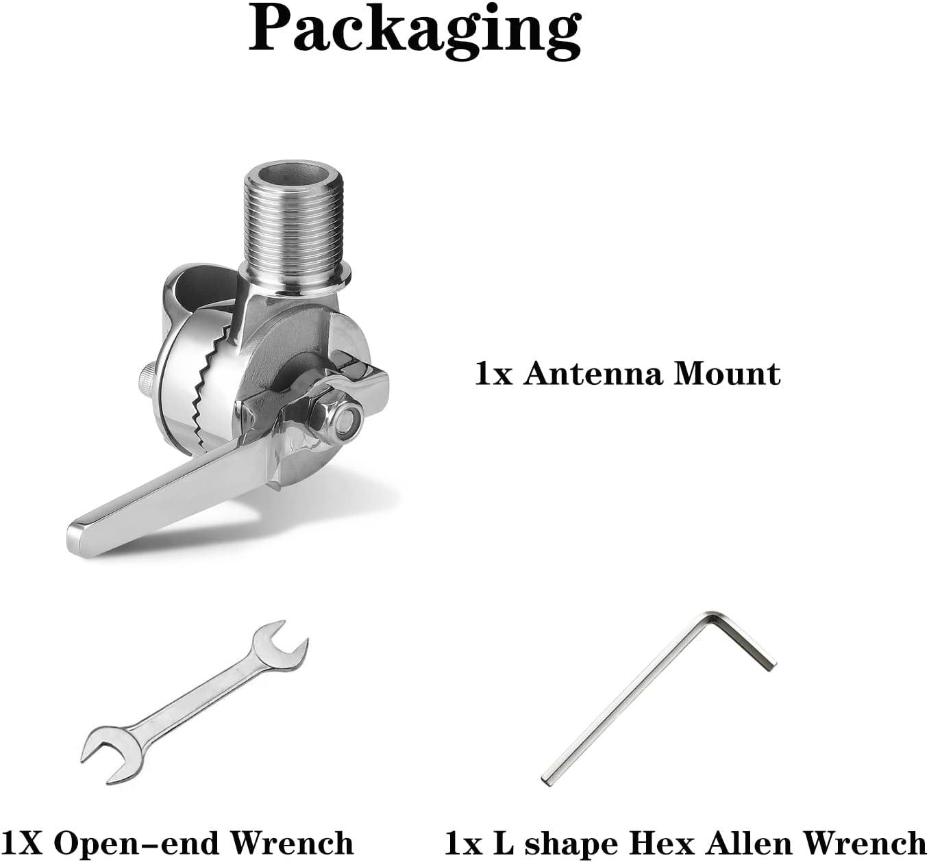 Marine VHF Antenna Mounts, Rail Mount Adjustable Antenna Base, Ratchet