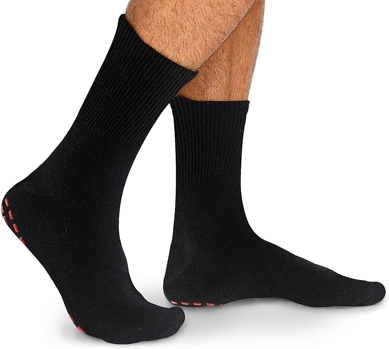 NOVAYARD 5 Pairs Non Slip Socks Non Skid Sticky Grip Socks Yoga Pilates  Hospital Socks Men Women(Black,Medium)