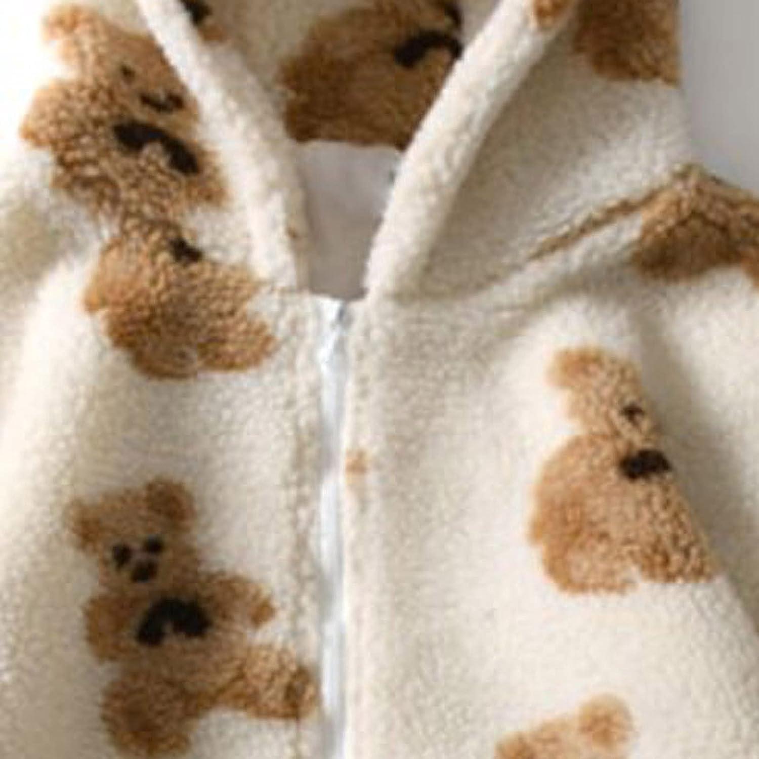 Women's Oversized Pullover Hoodies Cute Bear Graphic Sherpa Fleece
