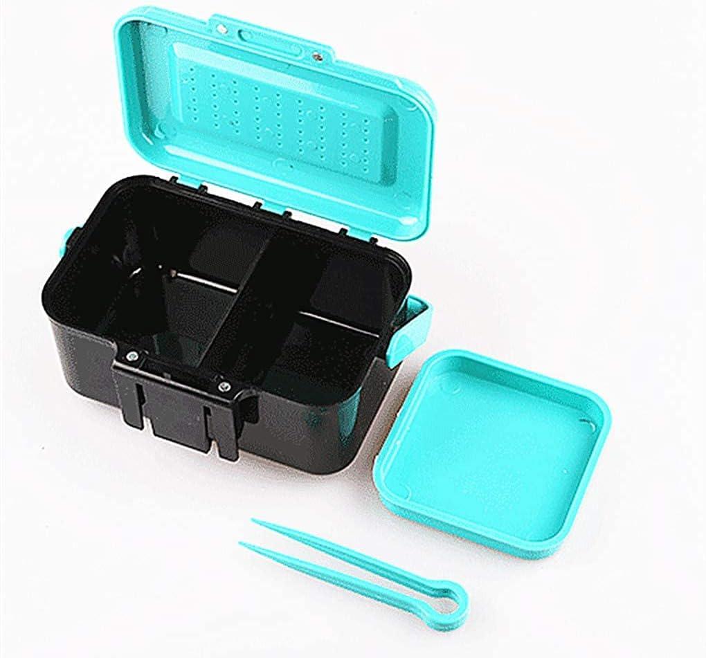 Toasis Fishing Live Bait Box Worm Storage Container Plastic Case with  Tweezer Blue-2pcs