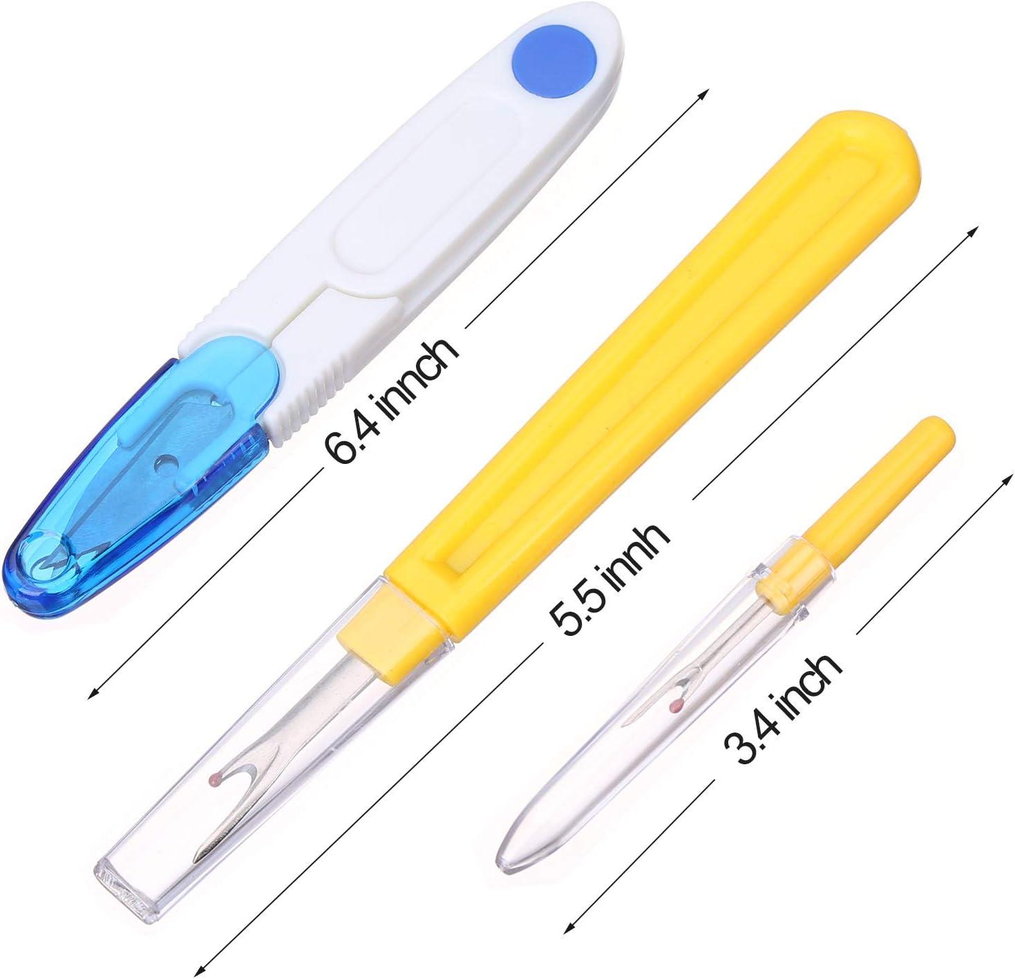 Magideal 4 Pieces Assorted Steel Seam Ripper Sewing Tool Stitch Thread Unpicker Button Hole Cutter with Plastic Handle
