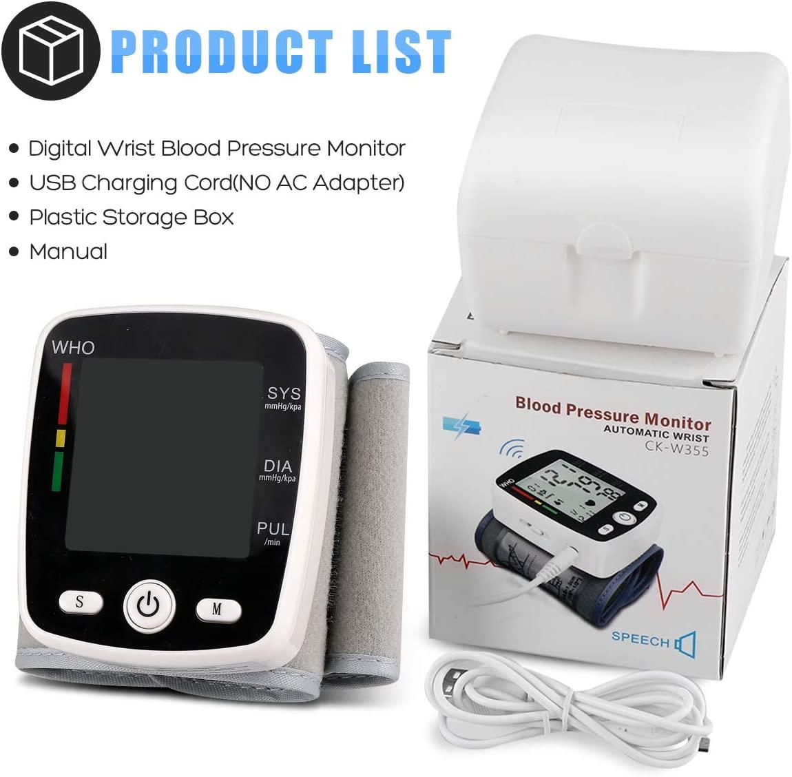 Rechargeable Digital Blood Pressure Monitor Wrist Electronic