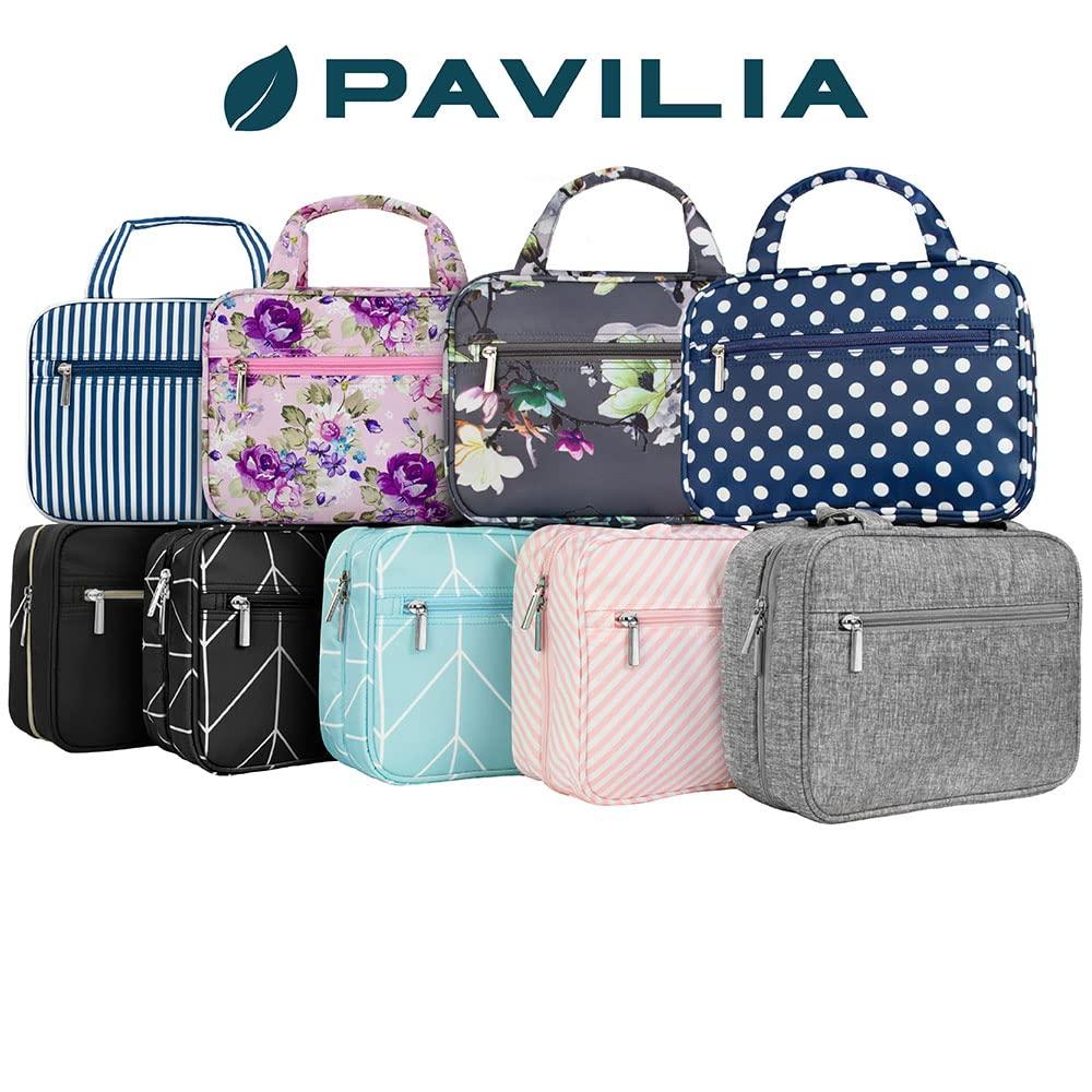 PAVILIA Hanging Toiletry Bag Women Men, Travel Kit Foldable Toiletries  Organizer, Roll up Cosmetics Makeup Bag Accessories, Waterproof Essentials