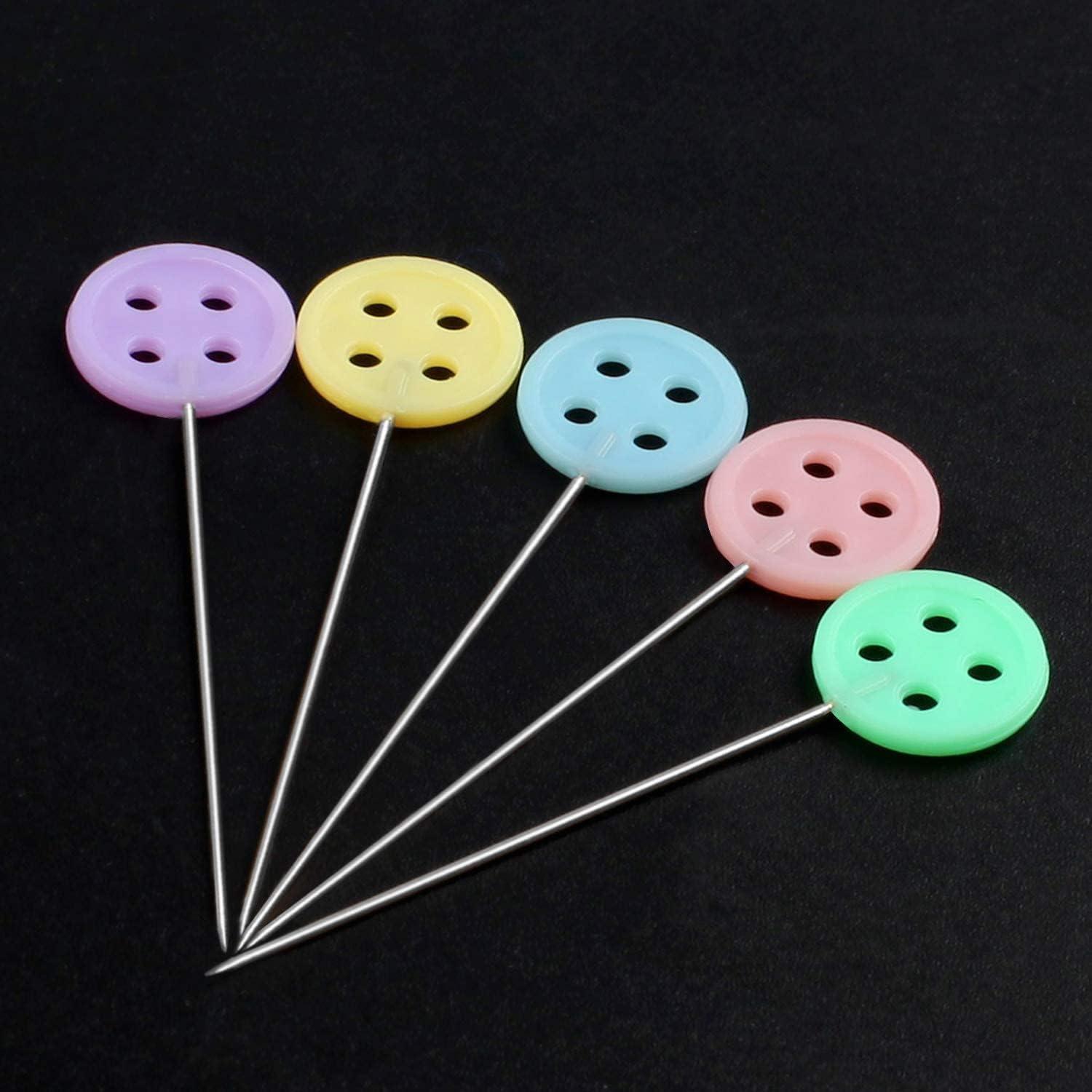100 Pieces Flat Head Straight Pins Flower Button Head Sewing Pins