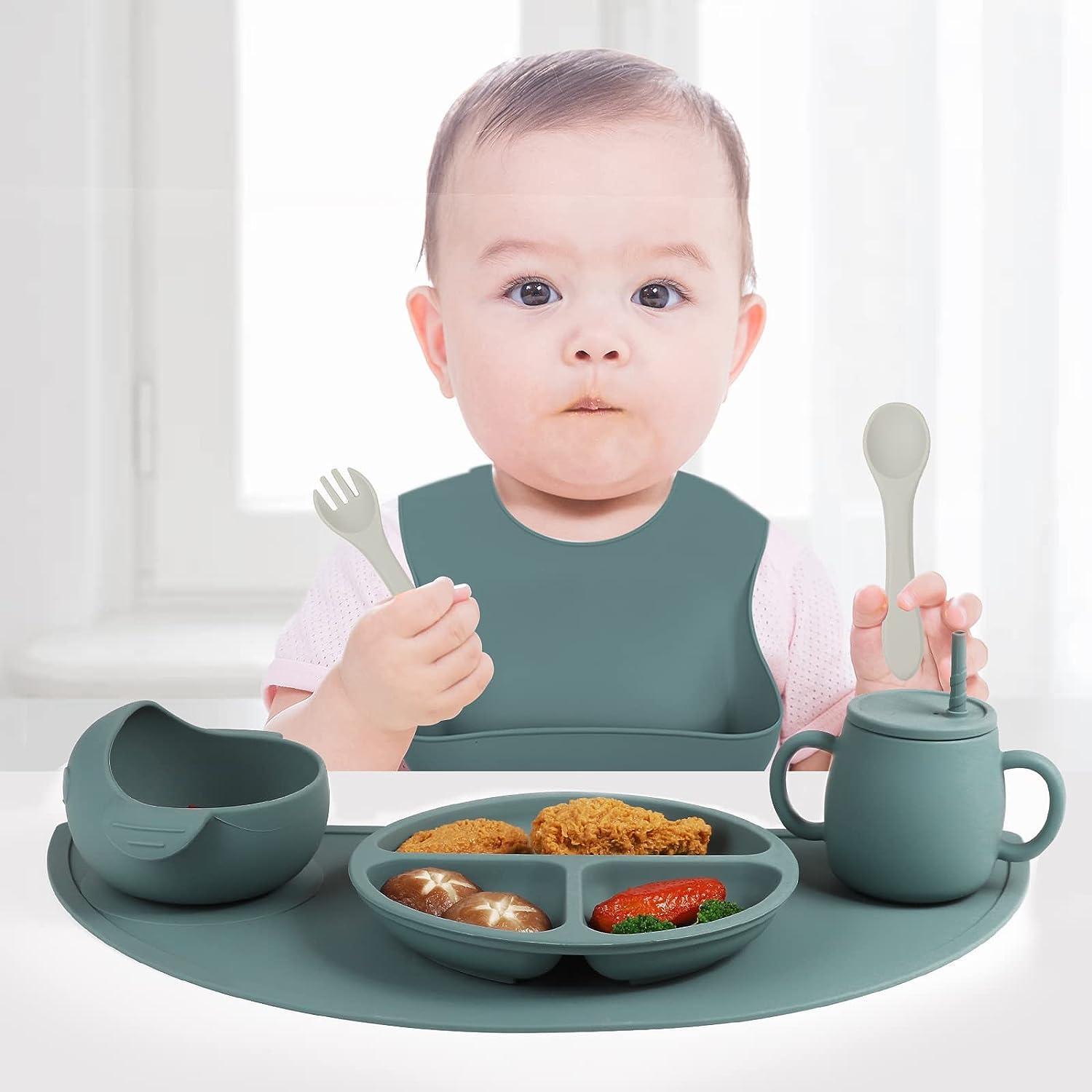 10-Piece Silicone Baby Feeding Set - Sage