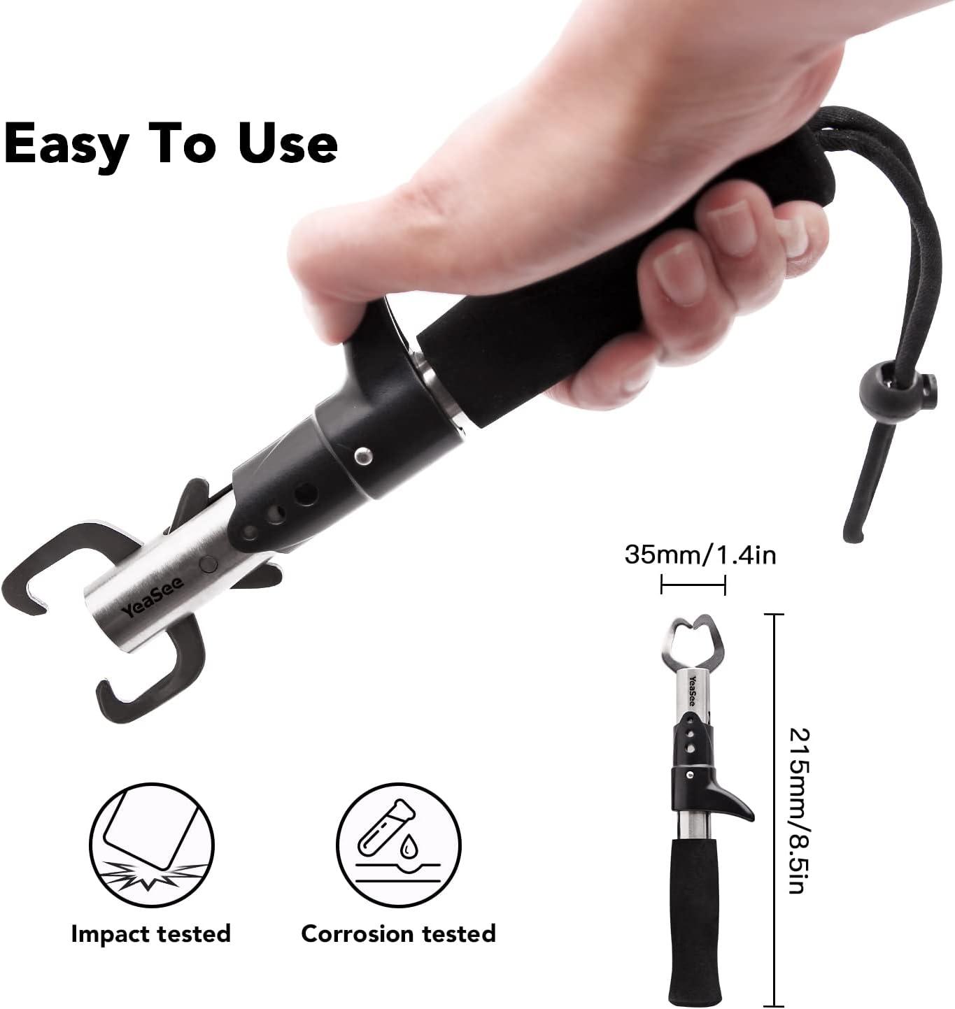YeaSee Fishing Pliers with Fish Lip Gripper,Saltwater Resistant Fishing  Tools, Fishing Gear with Rubber Handle, Lanyard, Line Cutter Hook Remover  with Sheath, Ice Fishing Gear, Fishing Gift for Men