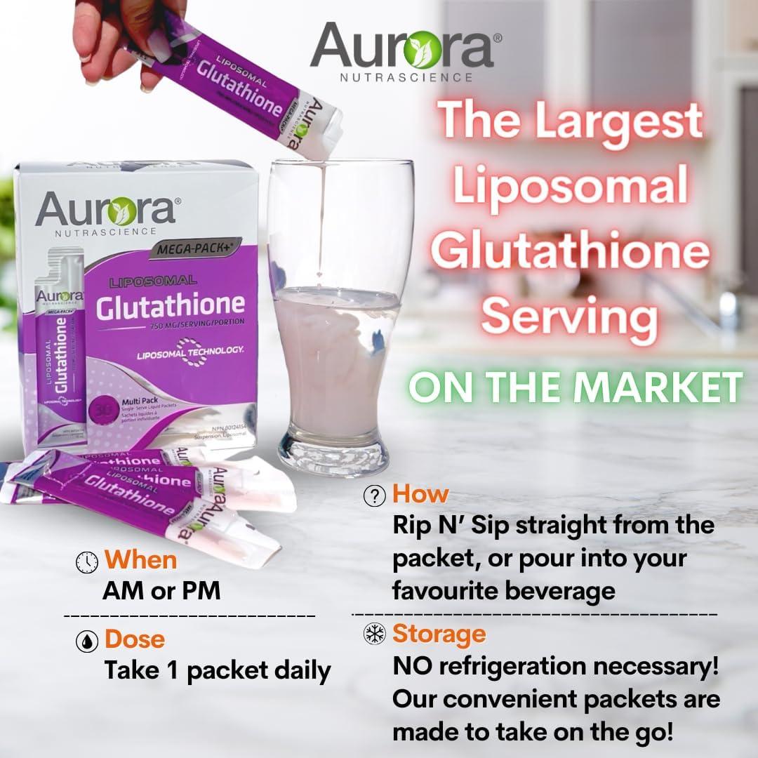 aurora nutrascience mega-liposomal glutathione Aurora Nutrascience Mega-Pack+Liposomal Glutathione, 750 mg, 32 Packs, –  Paradise Organics main image 1