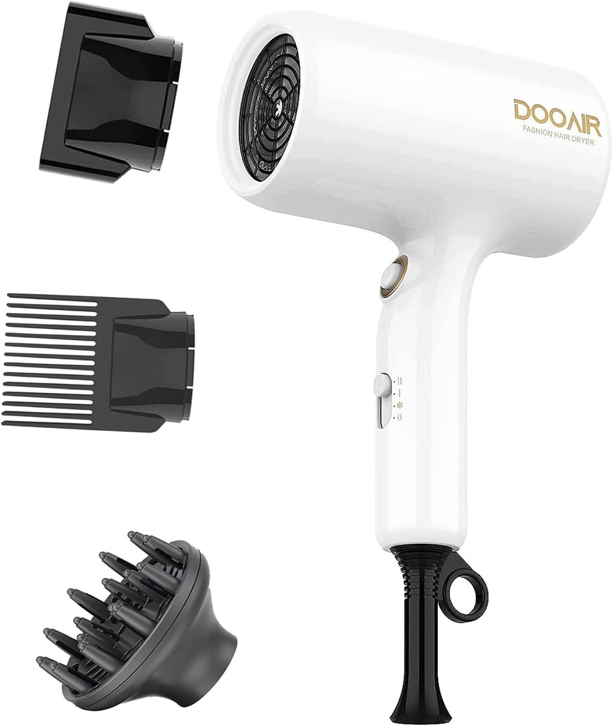 Professional Ionic Hair Dryer with Diffuser, DOOAIR 1875W Blow Dryer, Ionic Hair  Dryer with Diffuser, Travel Hair Dryer, Constant Temperature Hair Care  (White)