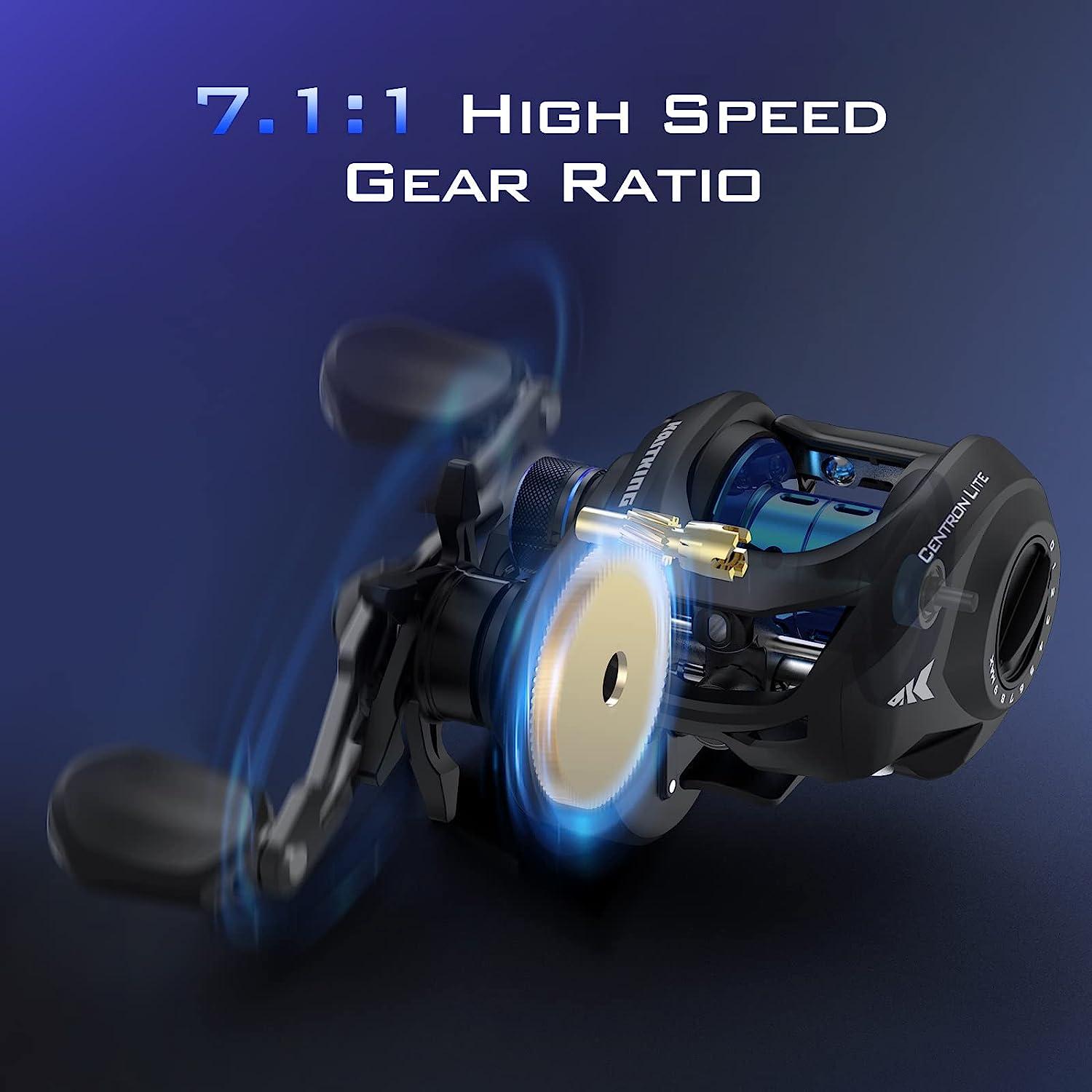 KastKing Centron Lite Baitcasting Reel Lightweight, Glass Fiber Infused  Nylon Frame 7.6 OZ 5 + 1 Anti-Reverse Ball Bearings, 7.1:1 High-Speed Gear  Ratio Fishing Reel with Compact Design A:Black-Right-7.1:1