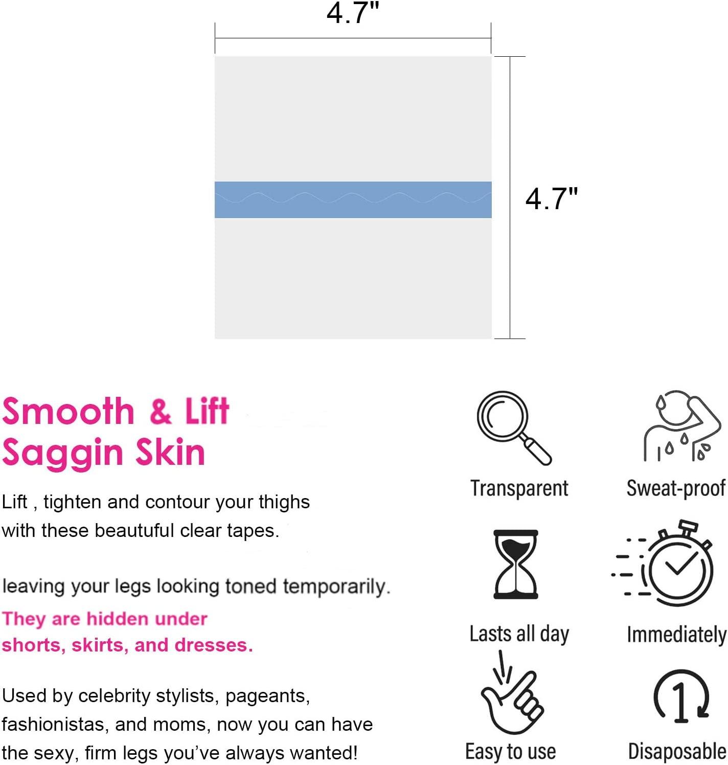 Thigh Lift Tape 10 PCS Clear Adhesive Strips Instantly Lifts Thigh