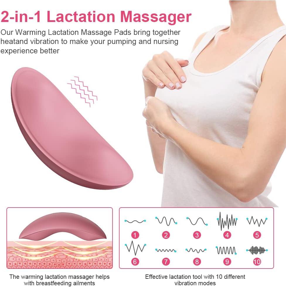 HAYAEN Heating Lactation Mssager Vibrating Breast Massager 2 in1, 3  Adjustable Heating + 10 Vibration for Clogged Ducts,Breastfeeding Massager  to Improve Milk Flow and Congestion (Pink)