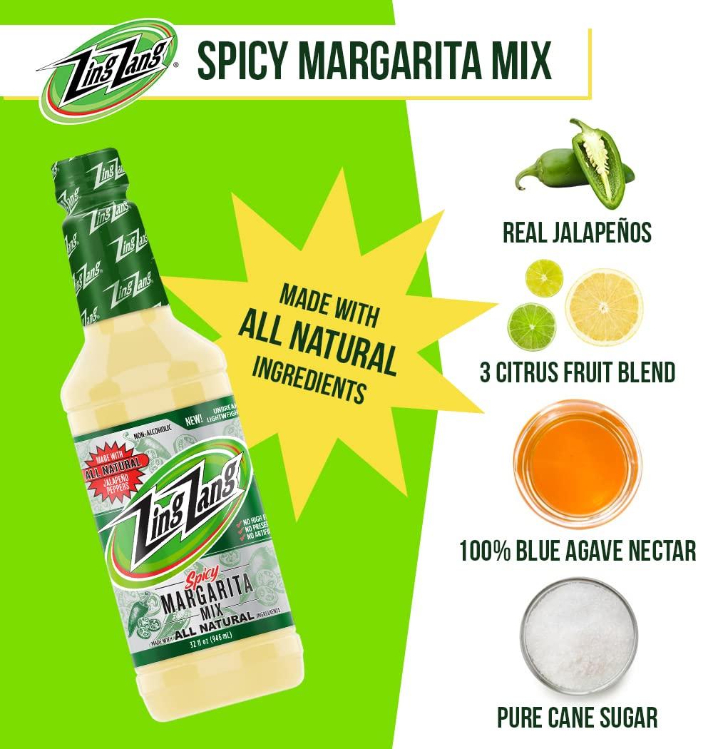 Zing Zang Spicy Margarita Mix Made With All Natural 3 Fruit Juice Blend