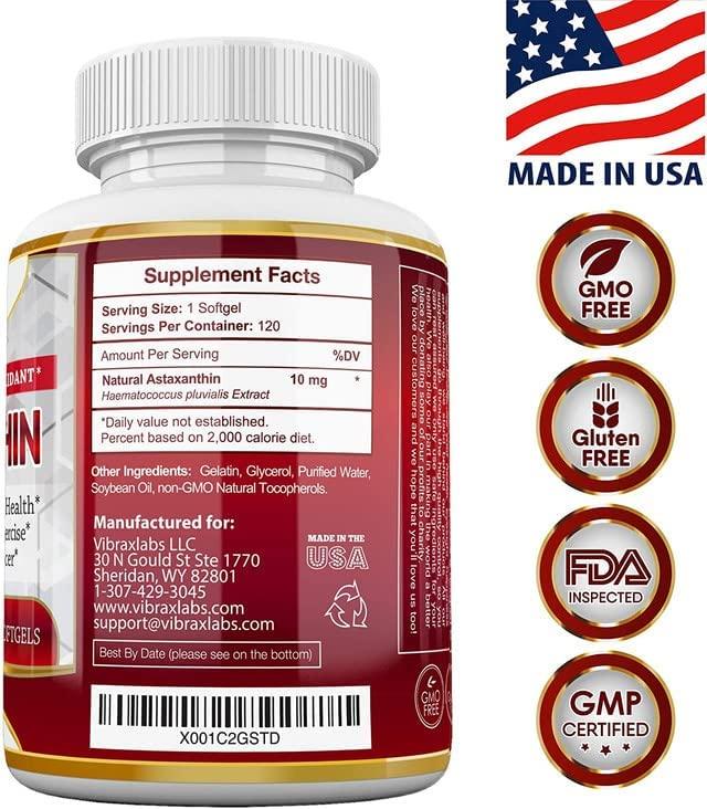 Astaxanthin 10mg Supplement / Best Pure Antioxidant from Microalgae