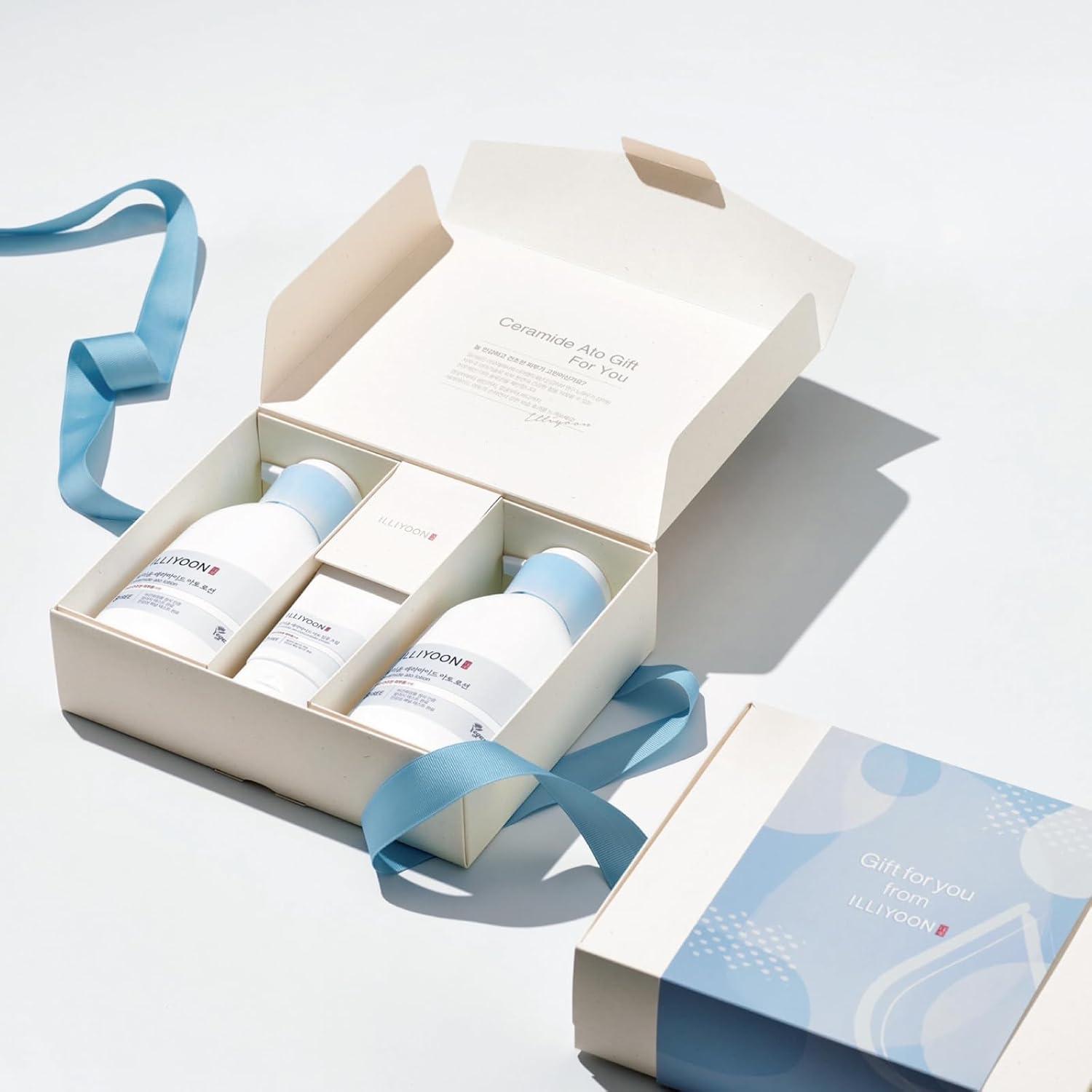 ILLIYOON Ceramide Ato Lotion Set | 2x300ml Lotions + Travel Kit