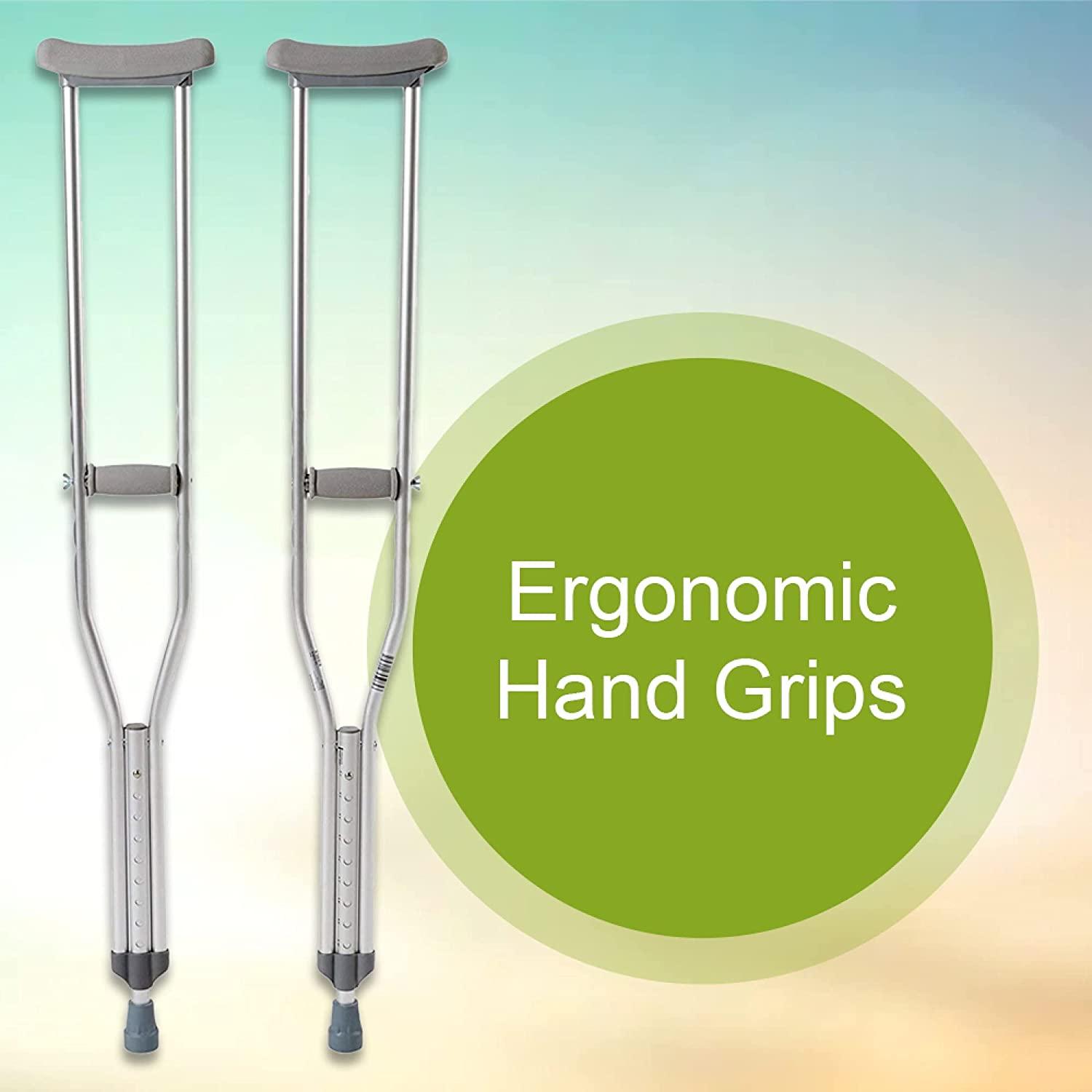 McKesson Aluminum Frame Push Button Underarm Crutches for Tall Adults