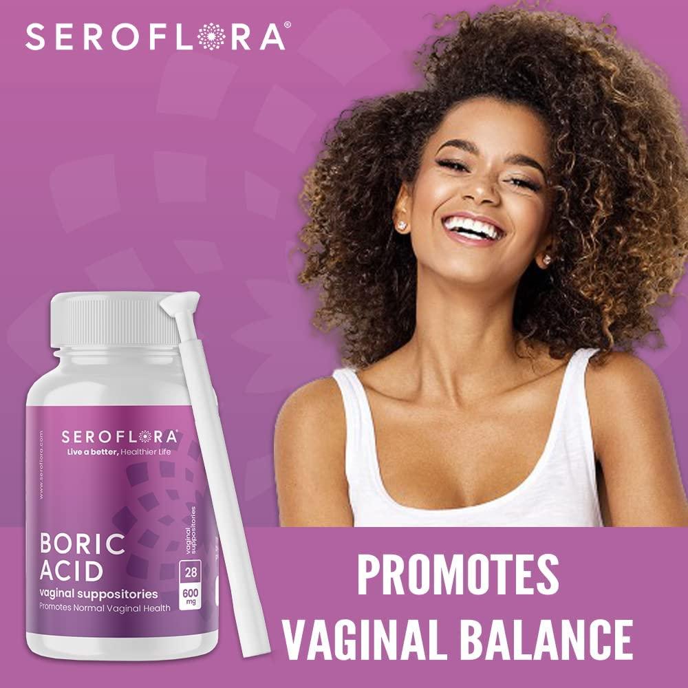 Seroflora Boric Acid Vaginal Suppositories 28 Pills with Applicators