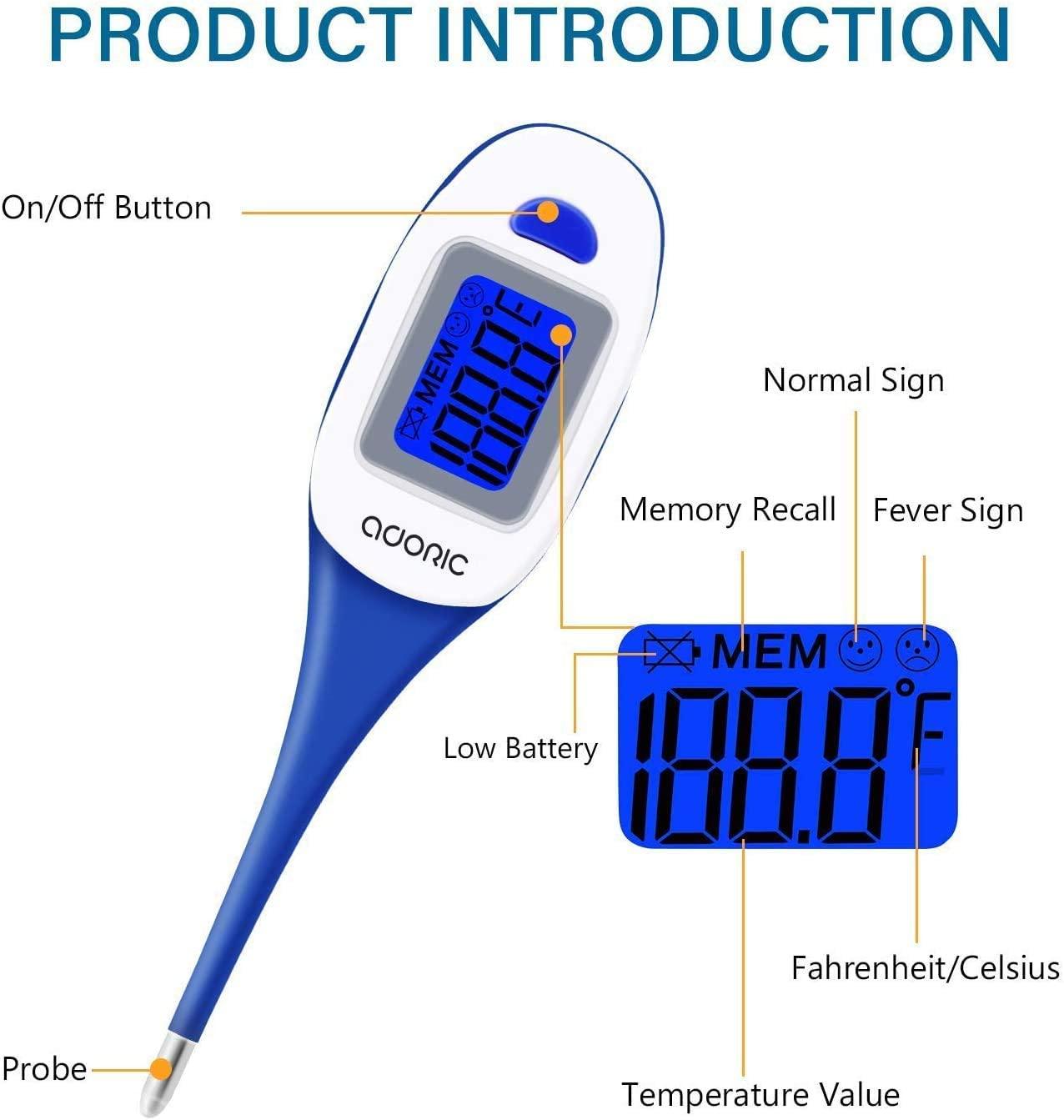Digital Thermometer, Accurate Oral Thermometer with Flexible Tip