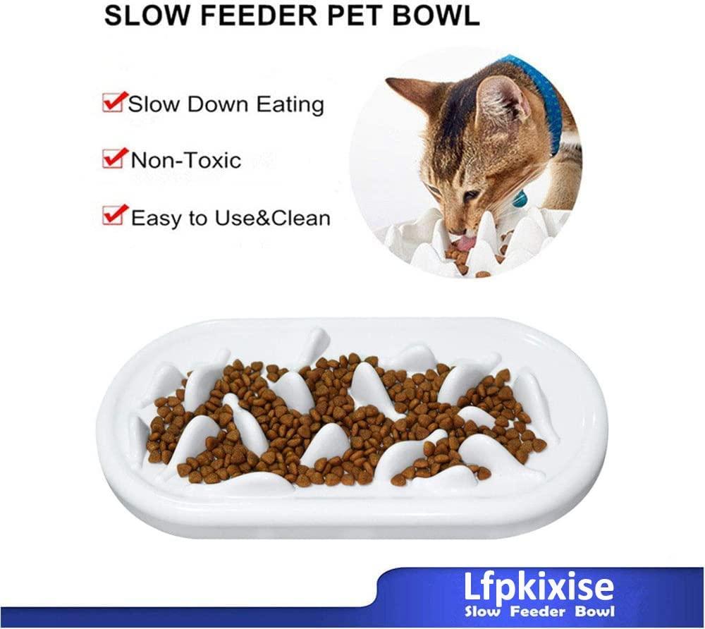 Upgraded Slow Feeder Cat Bowls, Fun Pet Feeder Bowl Stopper,Interactive