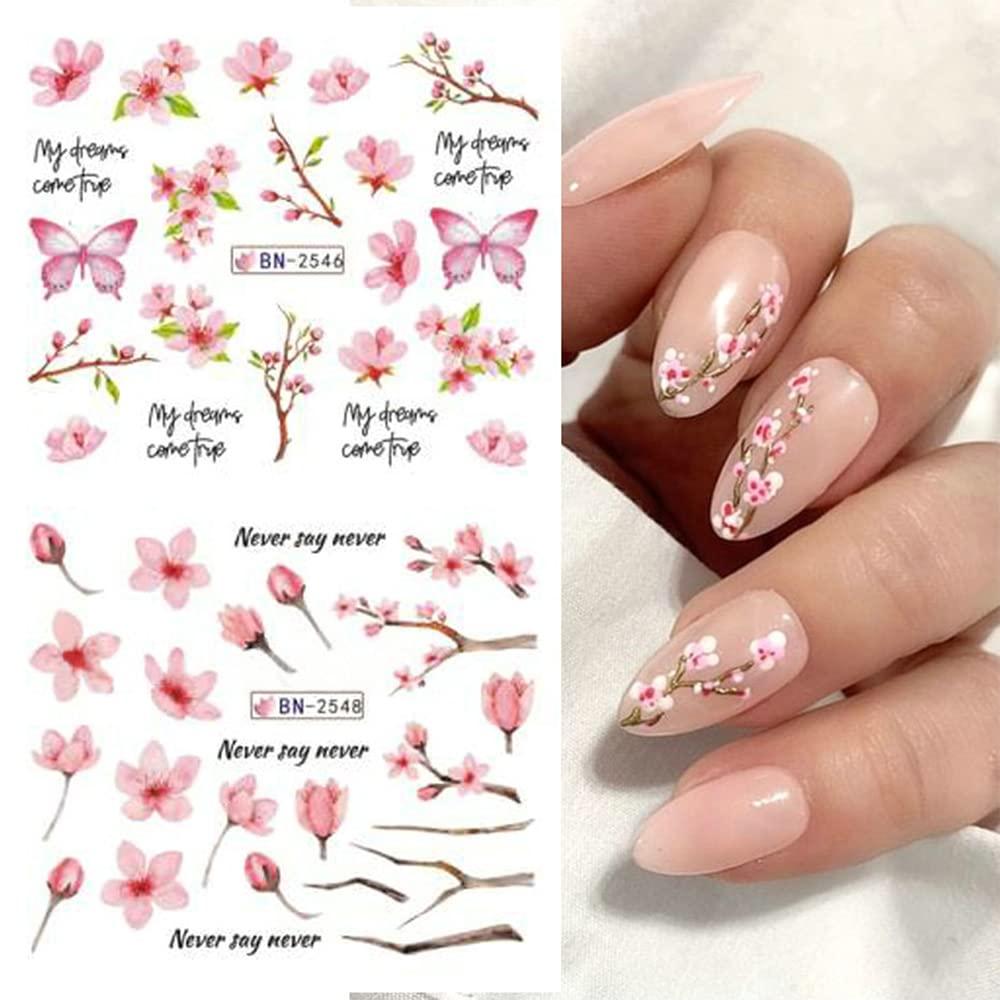 White Flower Nail Sticker Decal Cherry Blossoms 3D Nail Art Sticker  Supplies Decoration Wraps Gold White Sakura Design Manicure Tips for Women  Acrylic Nails Beauty Charms DIY Accessories : Amazon.in: Beauty