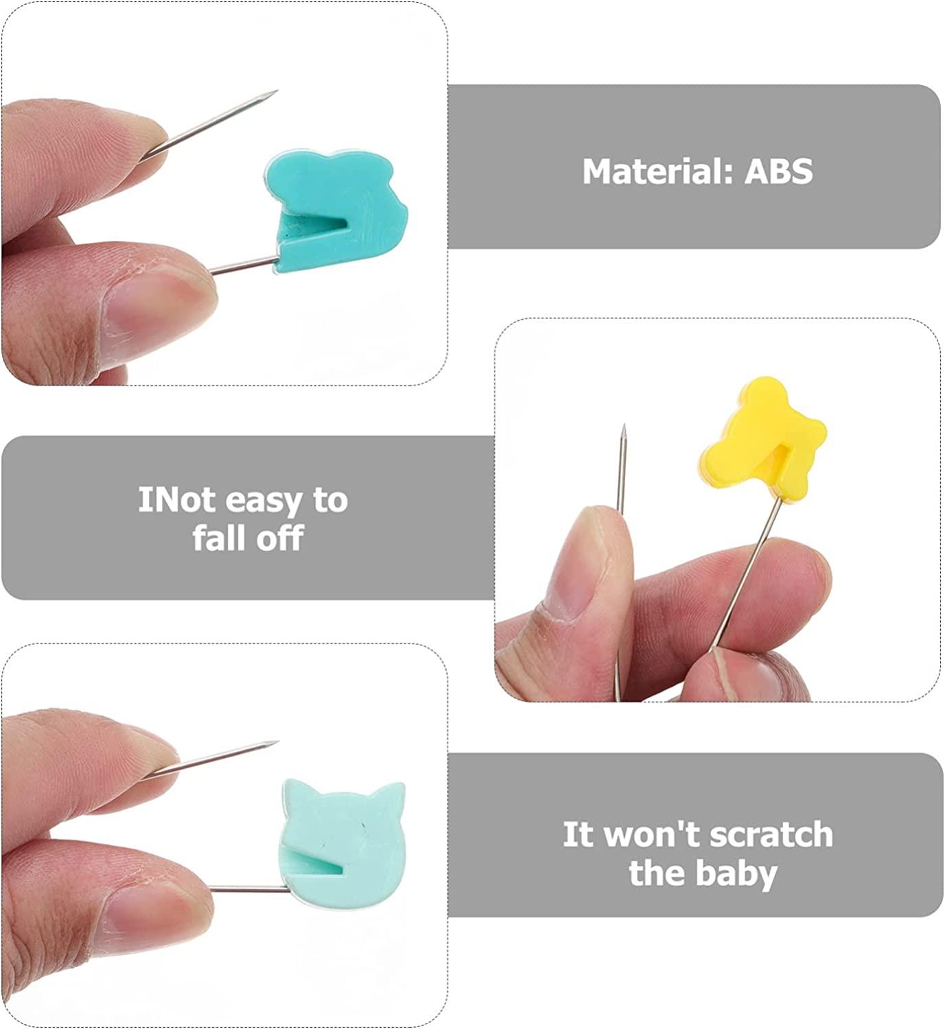  Toddmomy 10pcs Animal Safety Pins Stainless Steel Diaper Pins  with Plastic Head Newborn Locking Pins Safety Pin with Lock Buckle for Kids  Infant Baby Shower Party Favor (Random Color) : Baby