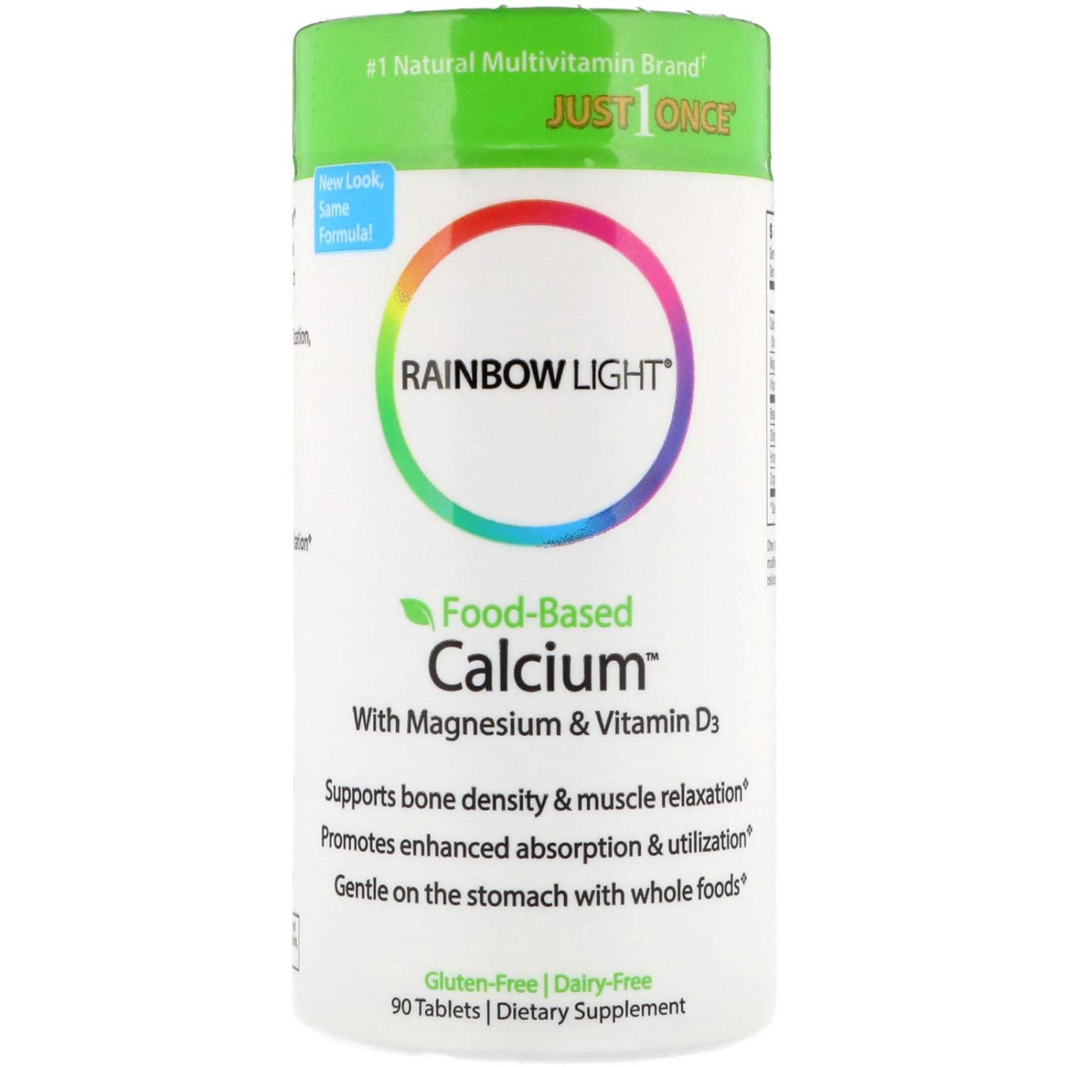 Rainbow Light Calcium with Magnesium & Vitamin D3 - 90 Food-Based ...