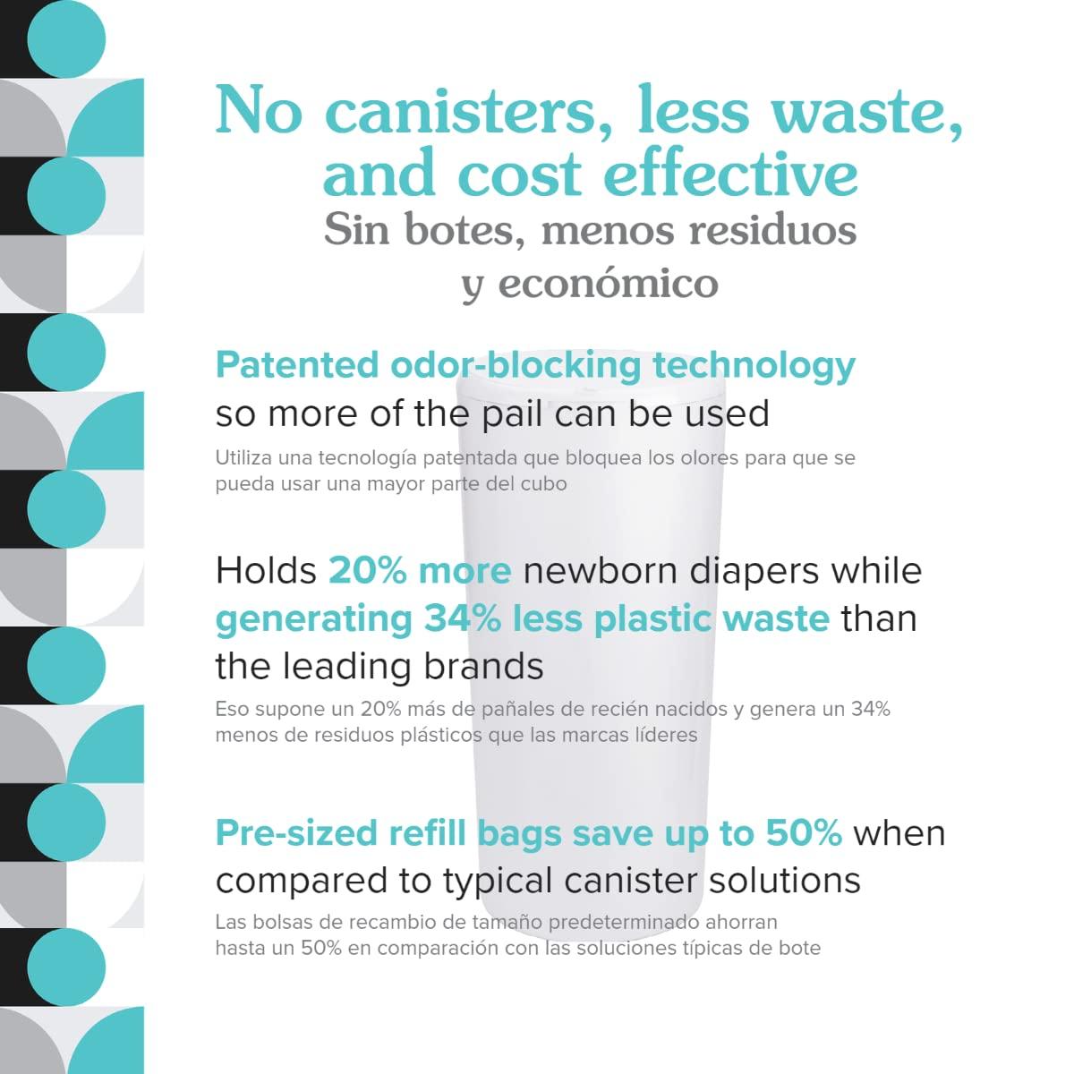 PurePail Classic Diaper Pail White Best in Odor Control with No Added Fragrance Larger Capacity