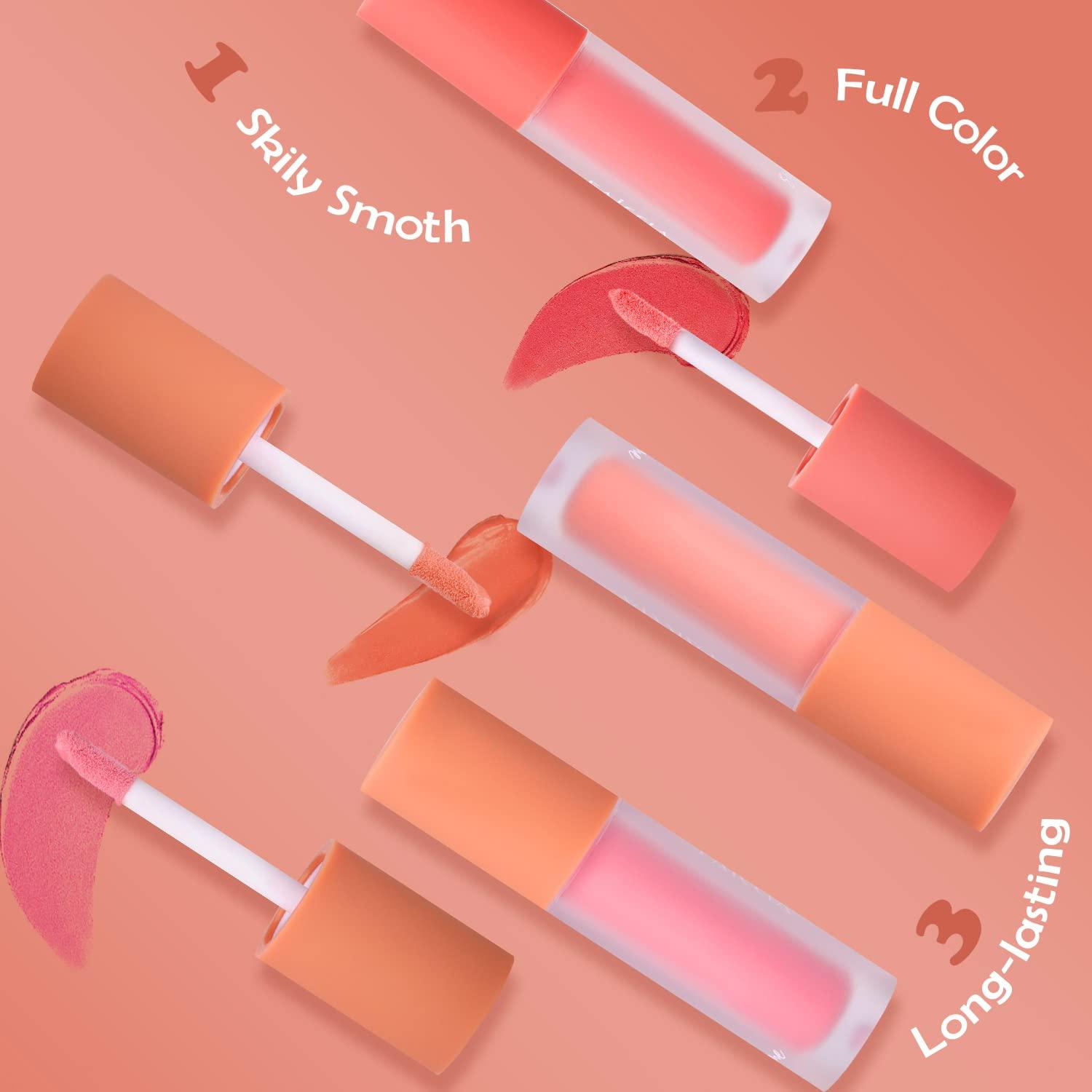 Delyneph Liquid Blush Makeup Korean Natural Pink Cheek Cream for a