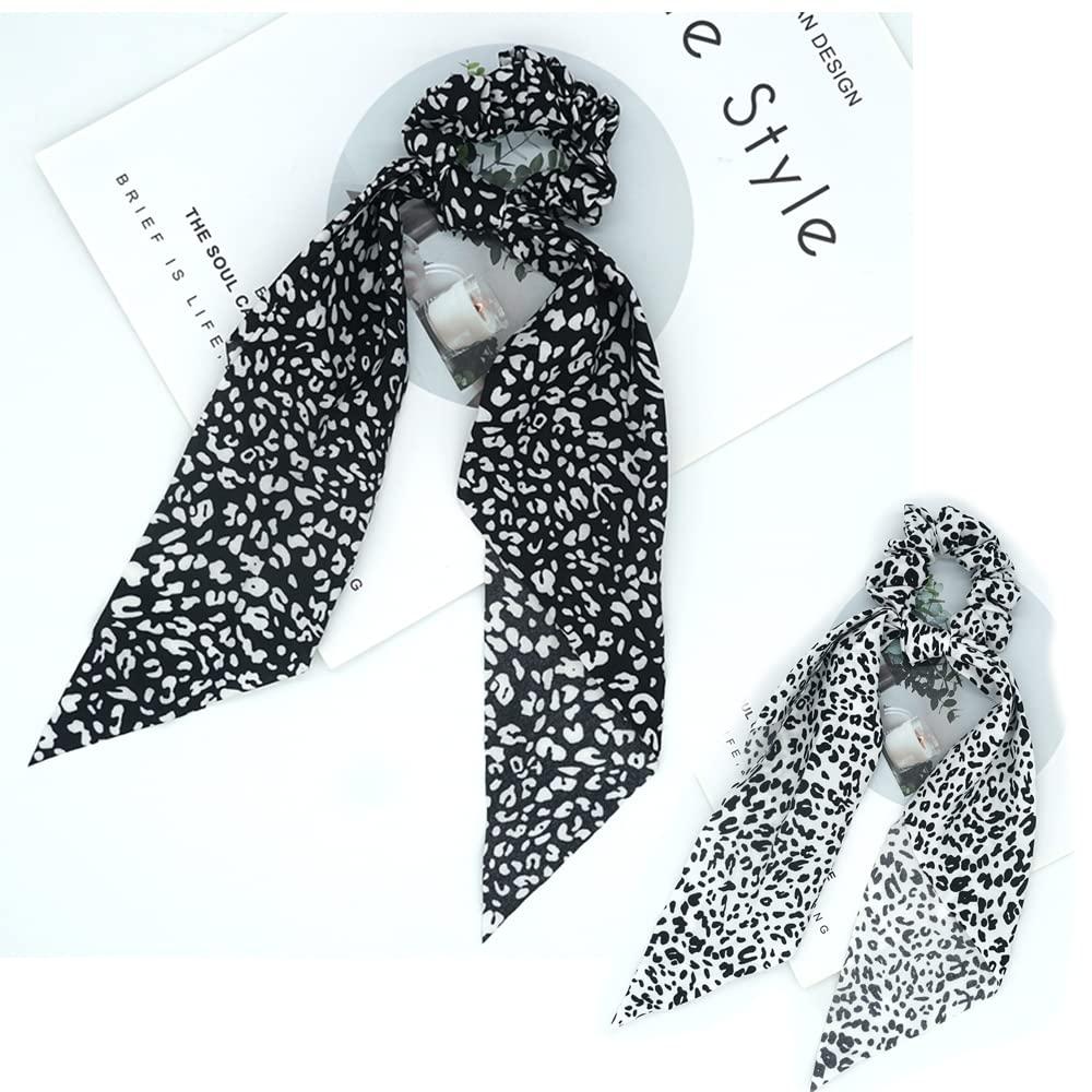  Hair Scarf Scrunchie Ties Black and White Hair Ribbon Ties  Fashion Chiffon/Silk Ponytail Holder with Tails Knotted Bowknot Long  Scarves Scrunchies Cheetah-print/Stripped/Solid Color for Women (6pcs) … :  Beauty 