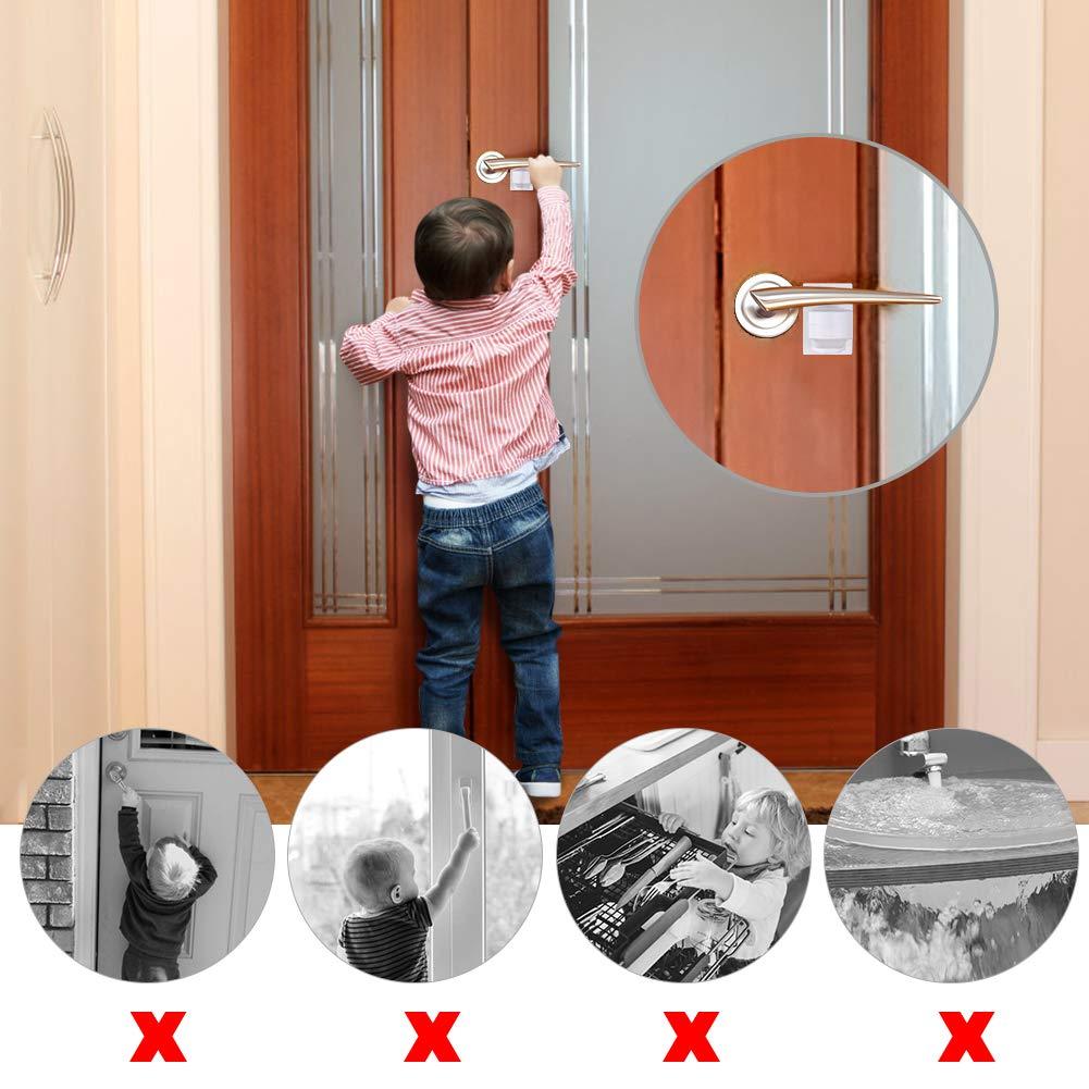 Childproof Door Lever Locks Set of 4, Easy ToolFree Install, Prevent