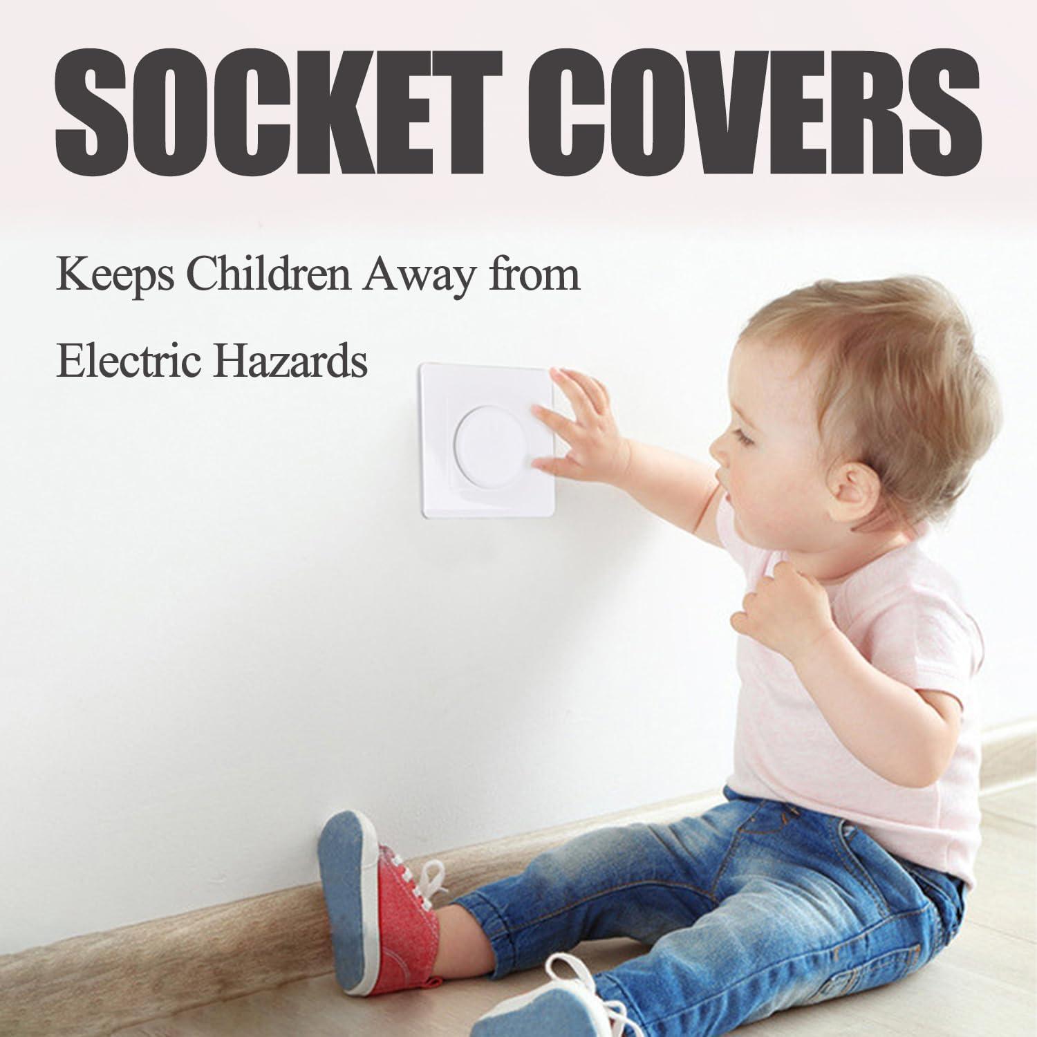 SYEYCW 32 Pcs Child Safety Plug Socket Covers Baby Plug Socket Covers