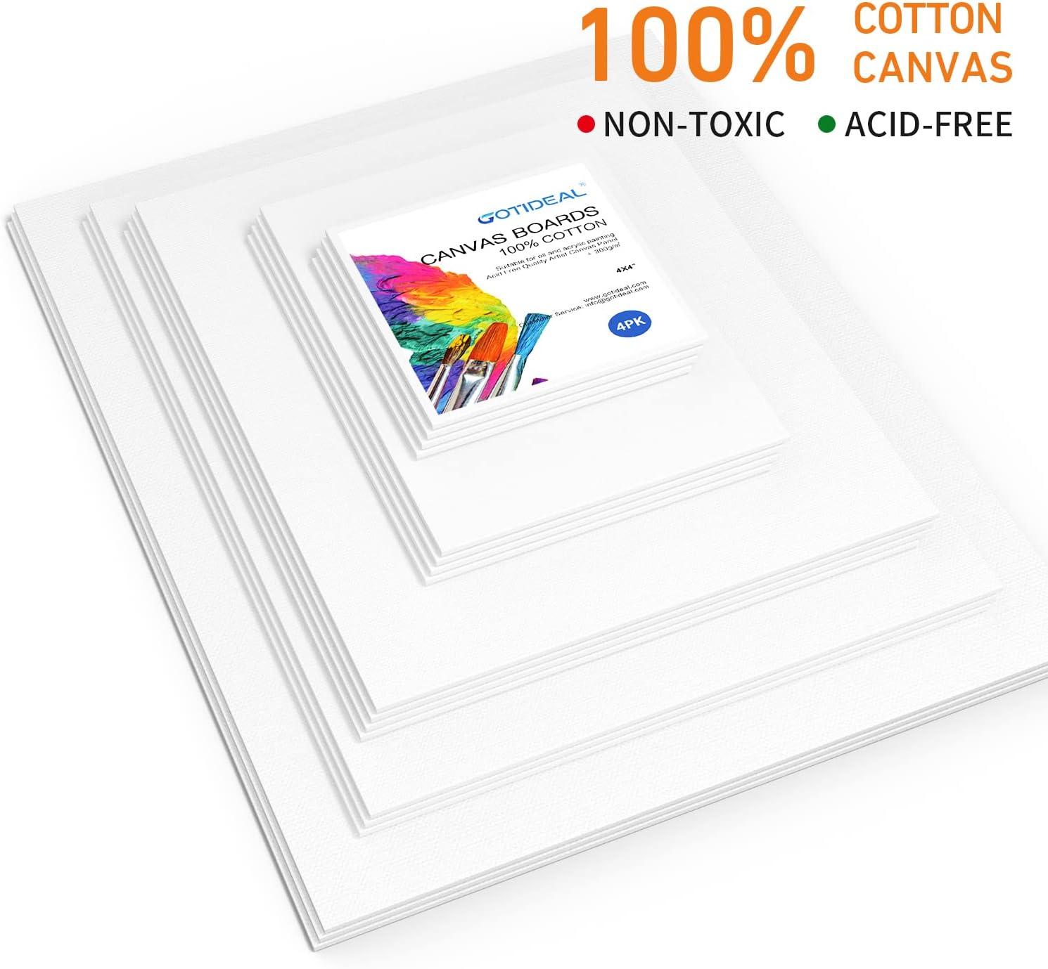 Crafts 4 All Canvases for Painting - Blank Canvas Boards, Triple Primed 100% Cotton Canvas Panels for Acrylic, Oil & Watercolor Paint | Bulk Art