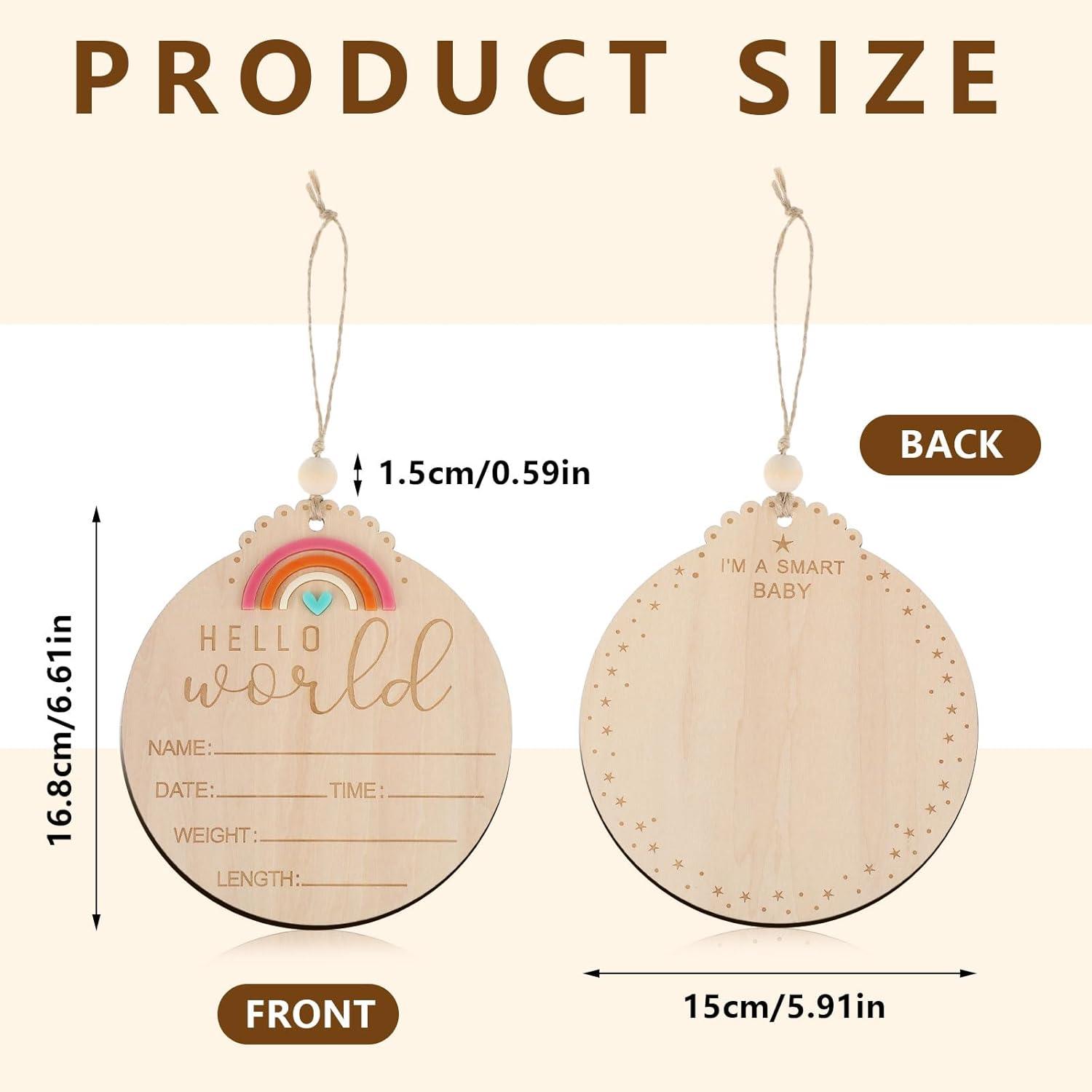Ouligay Milestone Cards | Wood Baby Announcement Signs | Hello World ...