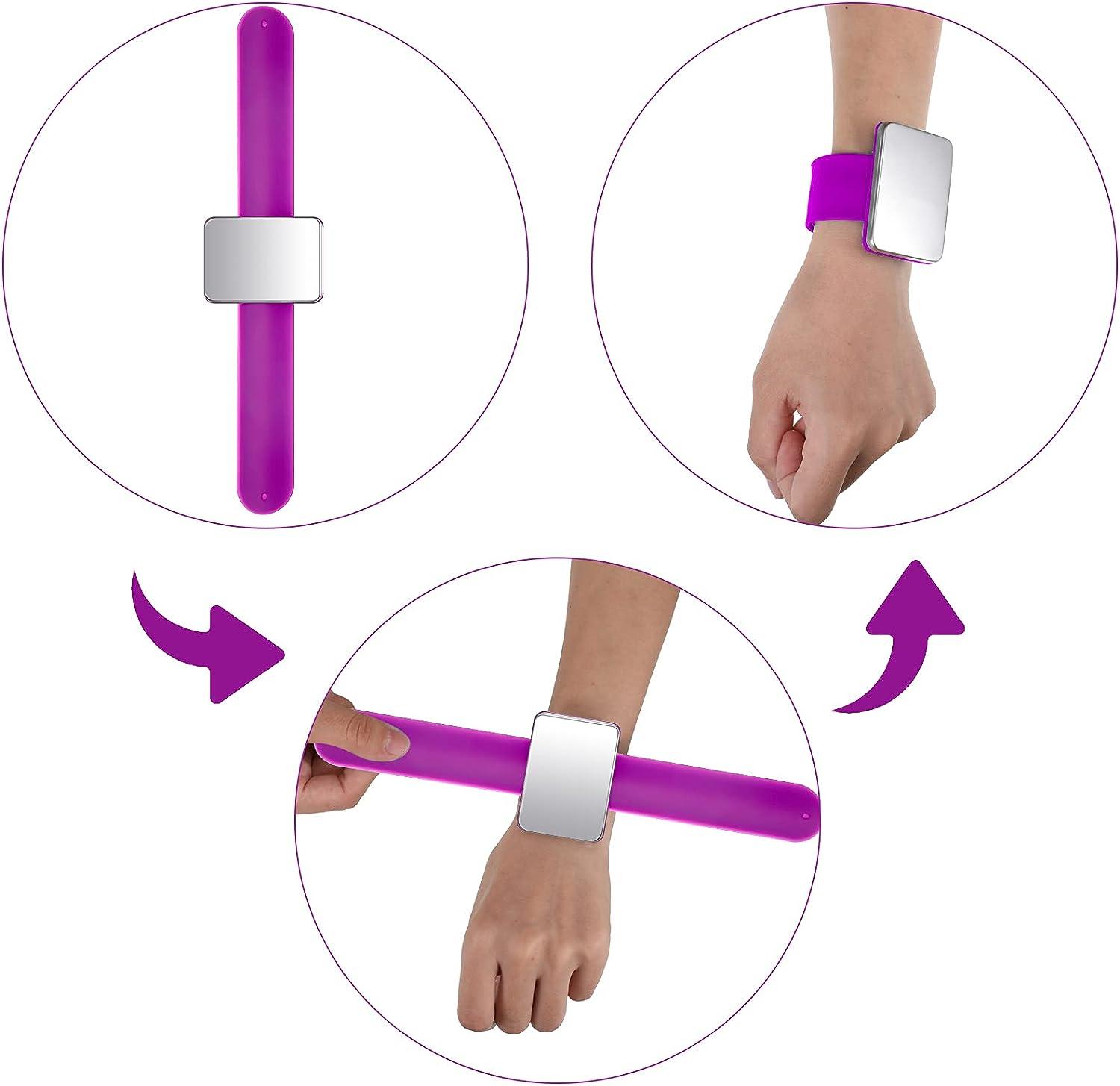 Magnetic Wristband for Hair Stylist Pin Wristband Wrist Pin Holder Braiders  Wristband for Gel Silicone Sewing Pincushion with 3 Pieces Pintail Comb 6  Pieces Plastic Clip (Purple Wrist Strap)