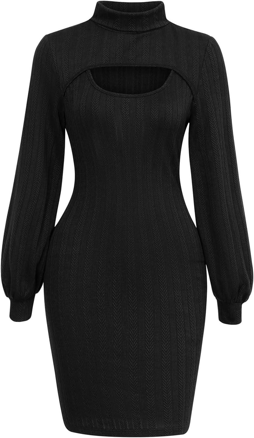 princess polly baby blue dress Women's Long Sleeve Dress Half High Collar Cutout Slim Fit Wrap Hip Solid  Color Bodycon Short Dresses M Black | Buy Now with Express International  Delivery