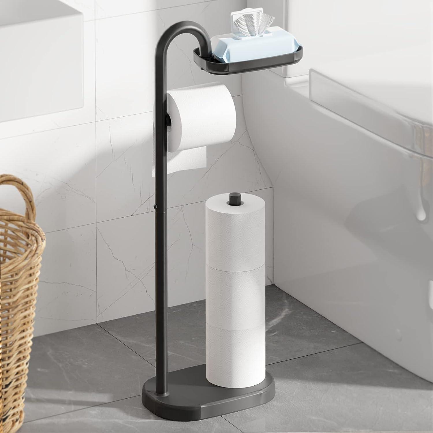 Kitsure Toilet Paper Holder Stand - Free-Standing Toilet Paper