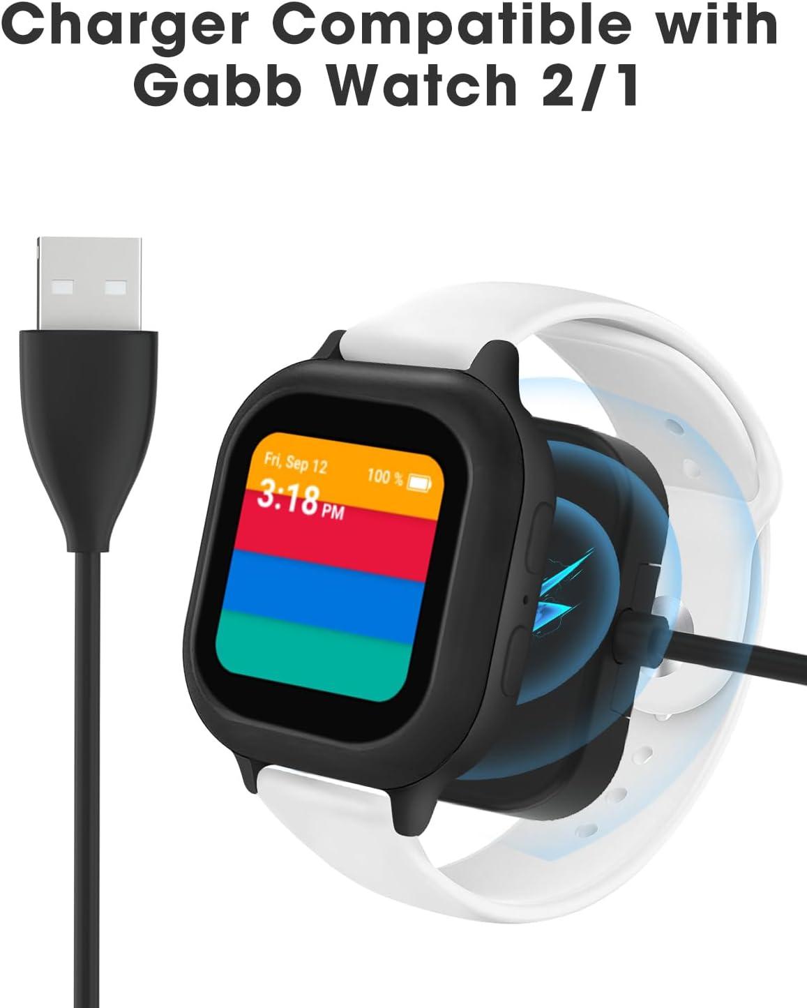 SimpleThings Compatible with Gabb Watch Charger Powerful Magnetic Charger  with 3.3FT Cable (Black) Black Charger