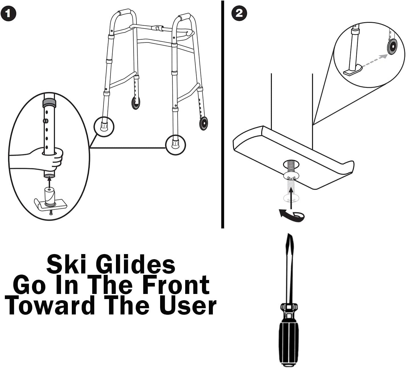 Walker Ski Glides Pair A80900 2ct Smooth Mobility Solution for Walkers