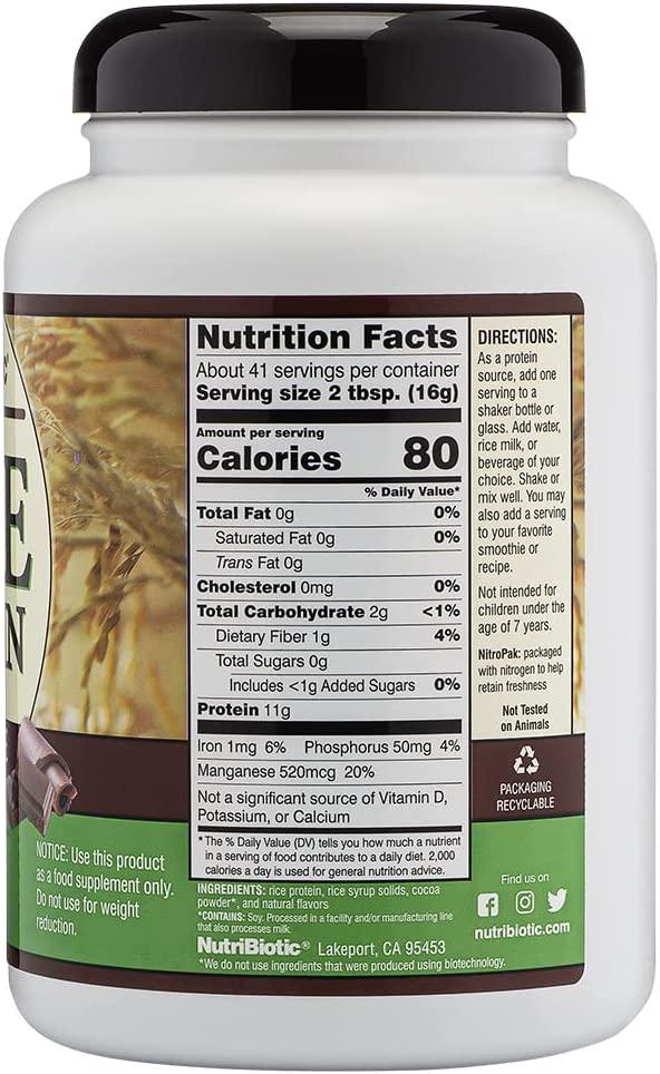 NutriBiotic Raw Rice Protein Chocolate 1.43 lbs (650 g)