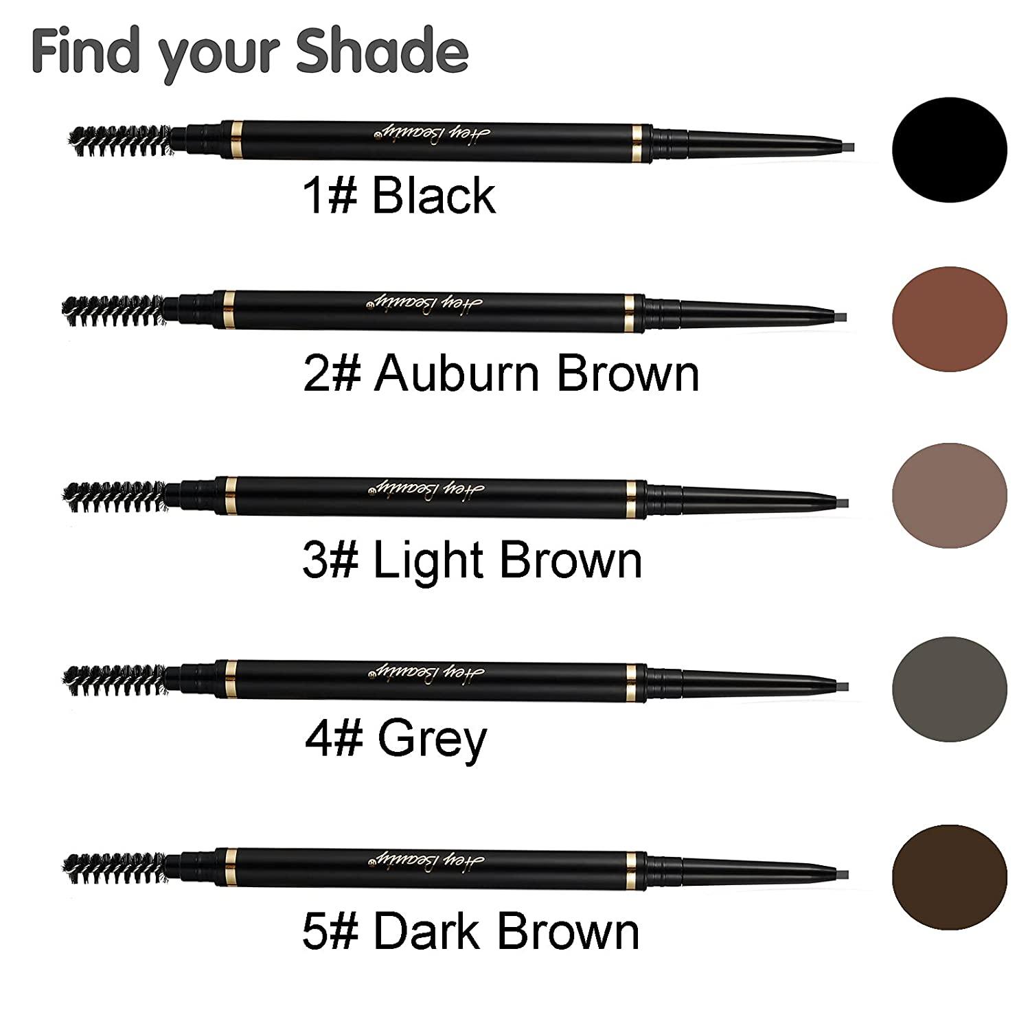 HeyBeauty 3 Packs Waterproof Eyebrow Pencil Dark brown , 2 x Fill Brow