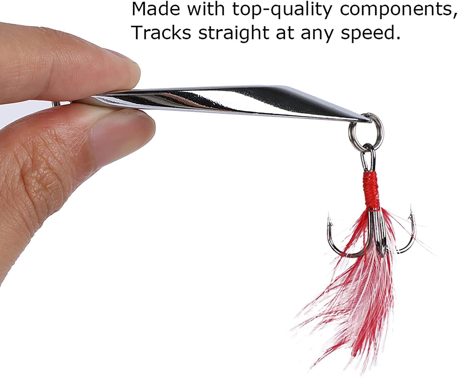 Goture Fishing Lures Fishing Spoons,Hard Lures Saltwater Spoon Lures  Casting Spoon/Ice Fishing Jigs for Trout Bass Pike Walleye Crappie Bluegill  1/10oz 1/8oz 1/7oz 1/6oz 1/5oz Bucktail spoon lures-10pcs 1.85 / 0.35 oz.