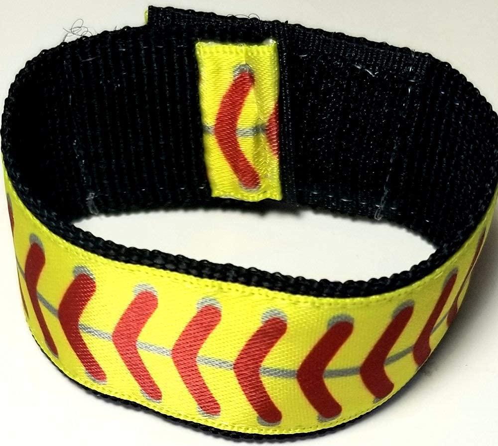 Yellow Softball Sleeve Scrunchies with Red Stitching Original USA