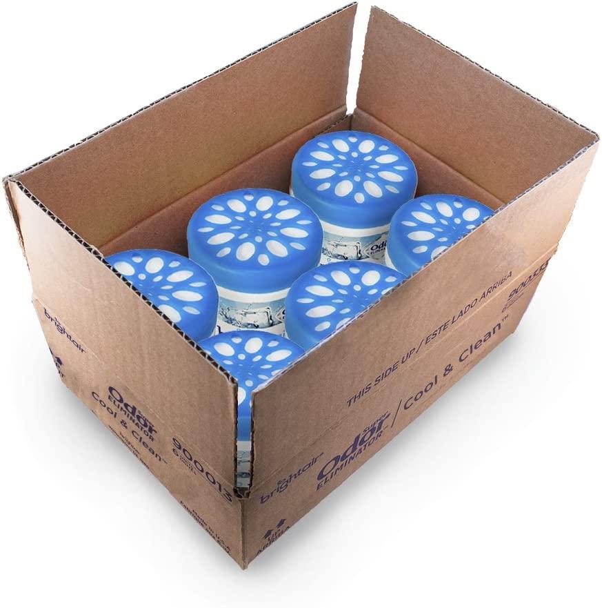 Bright Air Solid Air Freshener and Odor Eliminator, Cool and Clean Scent, 14 Oz Each, 6 Pack