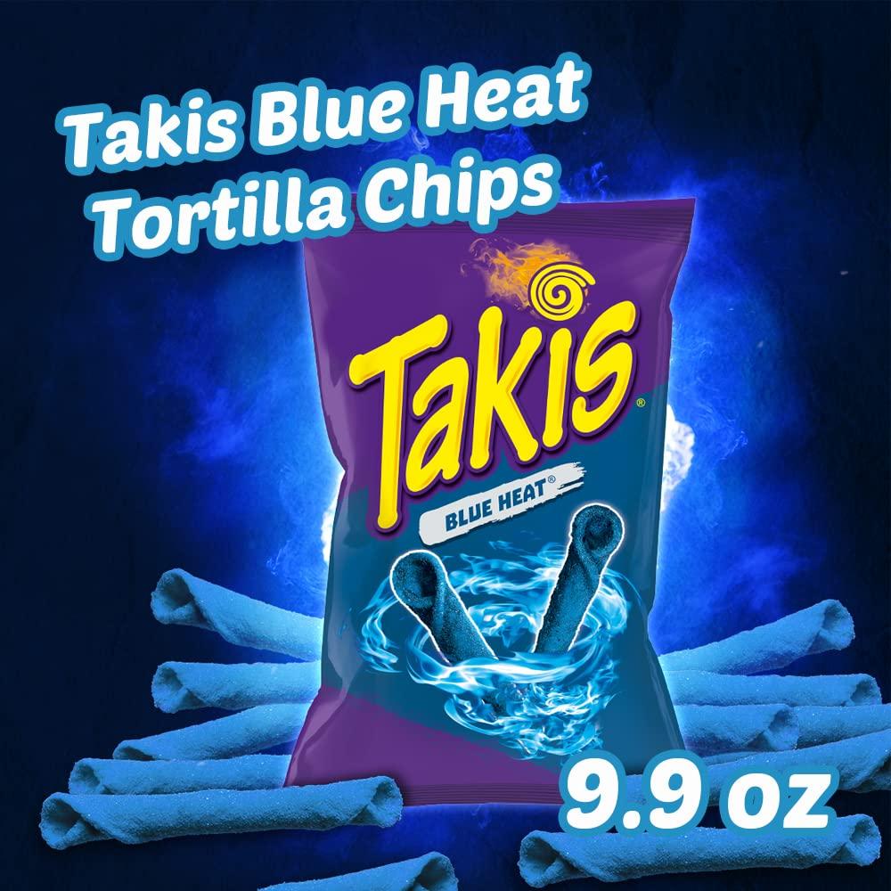 Takis Blue Heat Hot Chili Pepper Rolled Tortilla Chips Spicy & Crunchy Flavored Snack (9.9oz