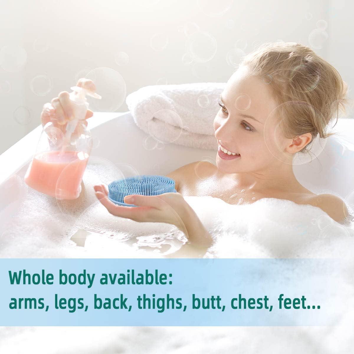 Bath Brush Double Side Silicone Massage Brush Back Shower Cleaning Remove  Exfoliating Bathroom Wash For Bathing