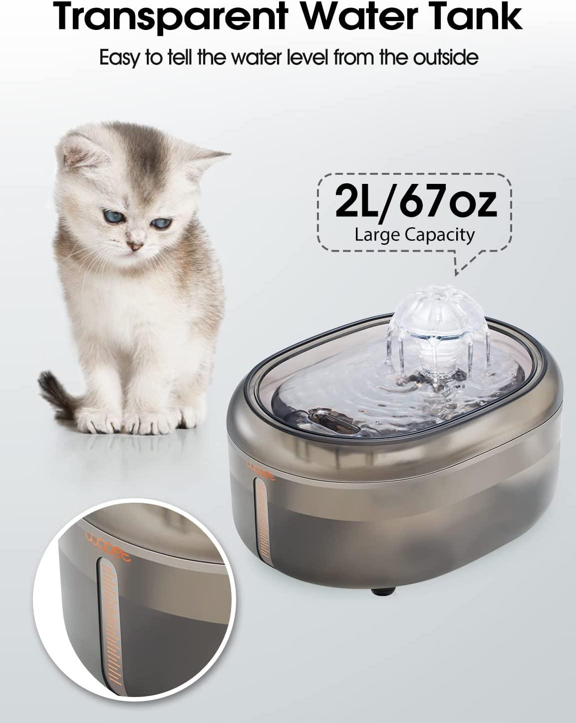 WOPET Cat Water Fountain, 67oz/2L Automatic Cat Water Dispenser Pet Water Fountain, W300 Silent