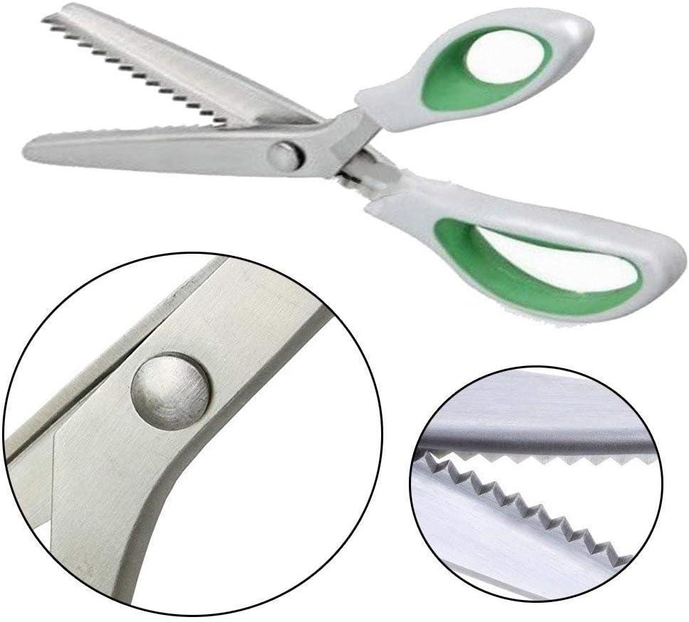 Pinking Shears, Stainless Steel Dressmaking Scissors, Serrated and Scalloped Blades, Professional Sewing Craft Cut Tailor Zig-Zag Tool, Fabric