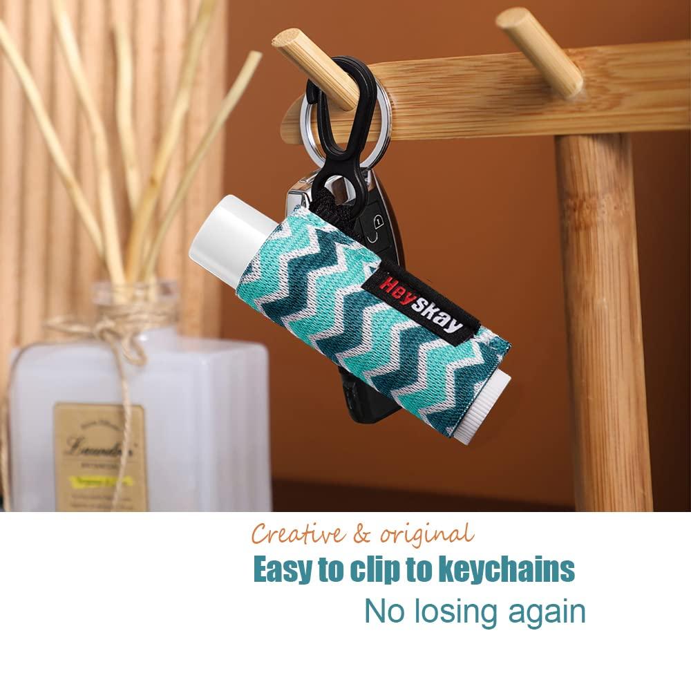 HEYSKAY Lip Balm Holder Sleeves Keychain Chapstick Elastic Sleeves
