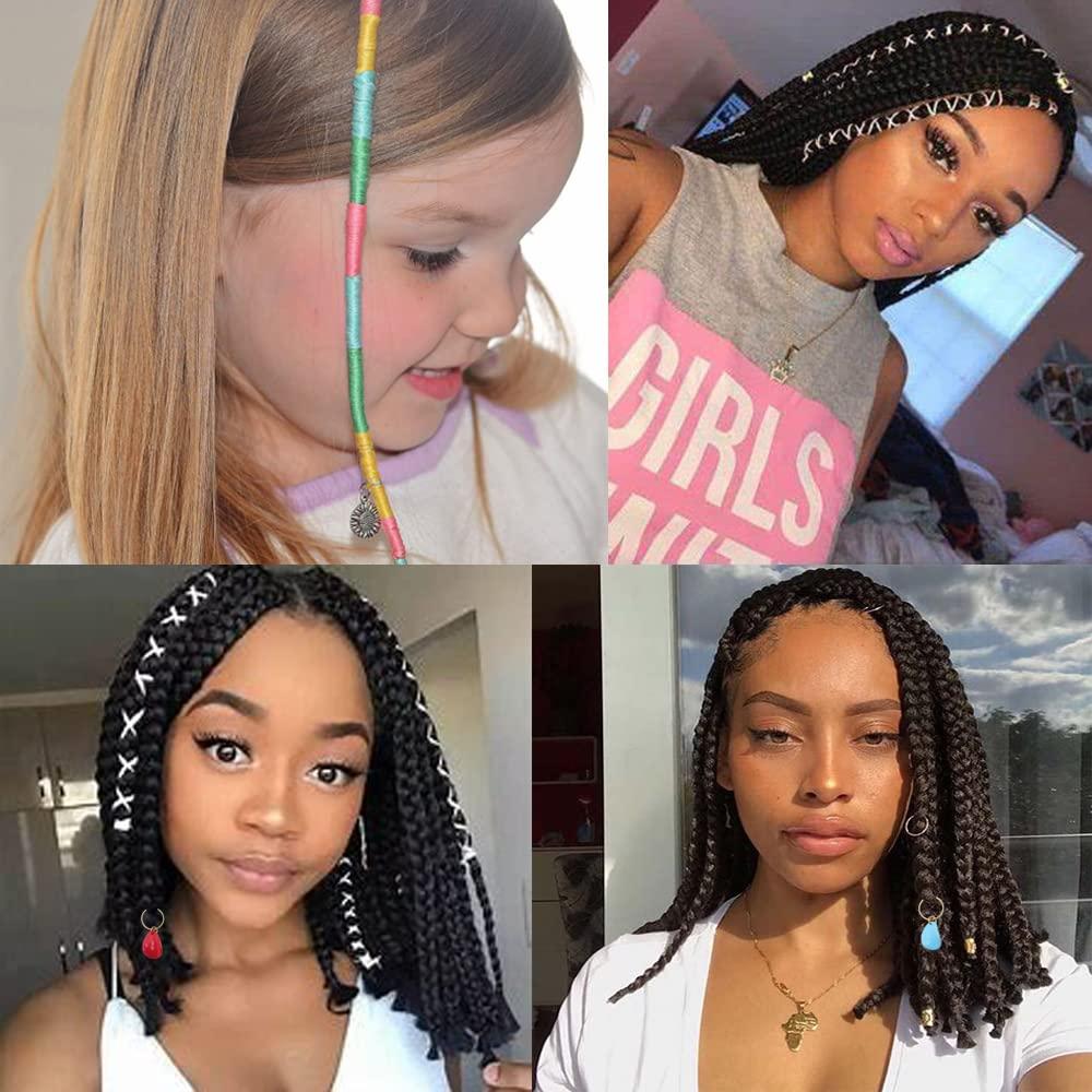 30 PCS Hair Accessory Includes 20 PCS Hair Accessory Colorful Hair String Hair  Thread Yarn and 10 PCS Acrylic Leaf Charm African Braids Clip for Black  Women and Girls (multicolor)